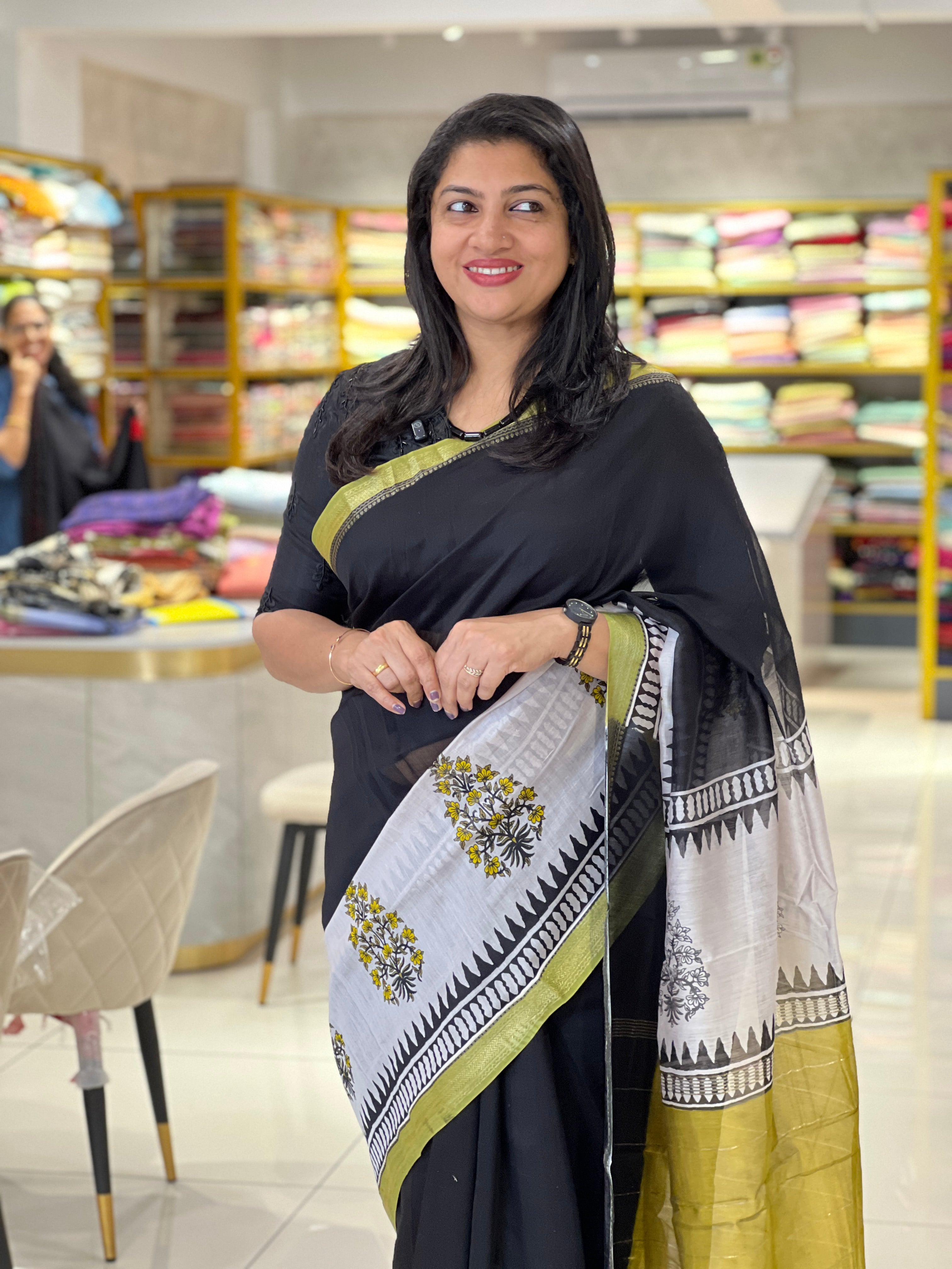 Printed Motif Chanderi Saree | BHB101