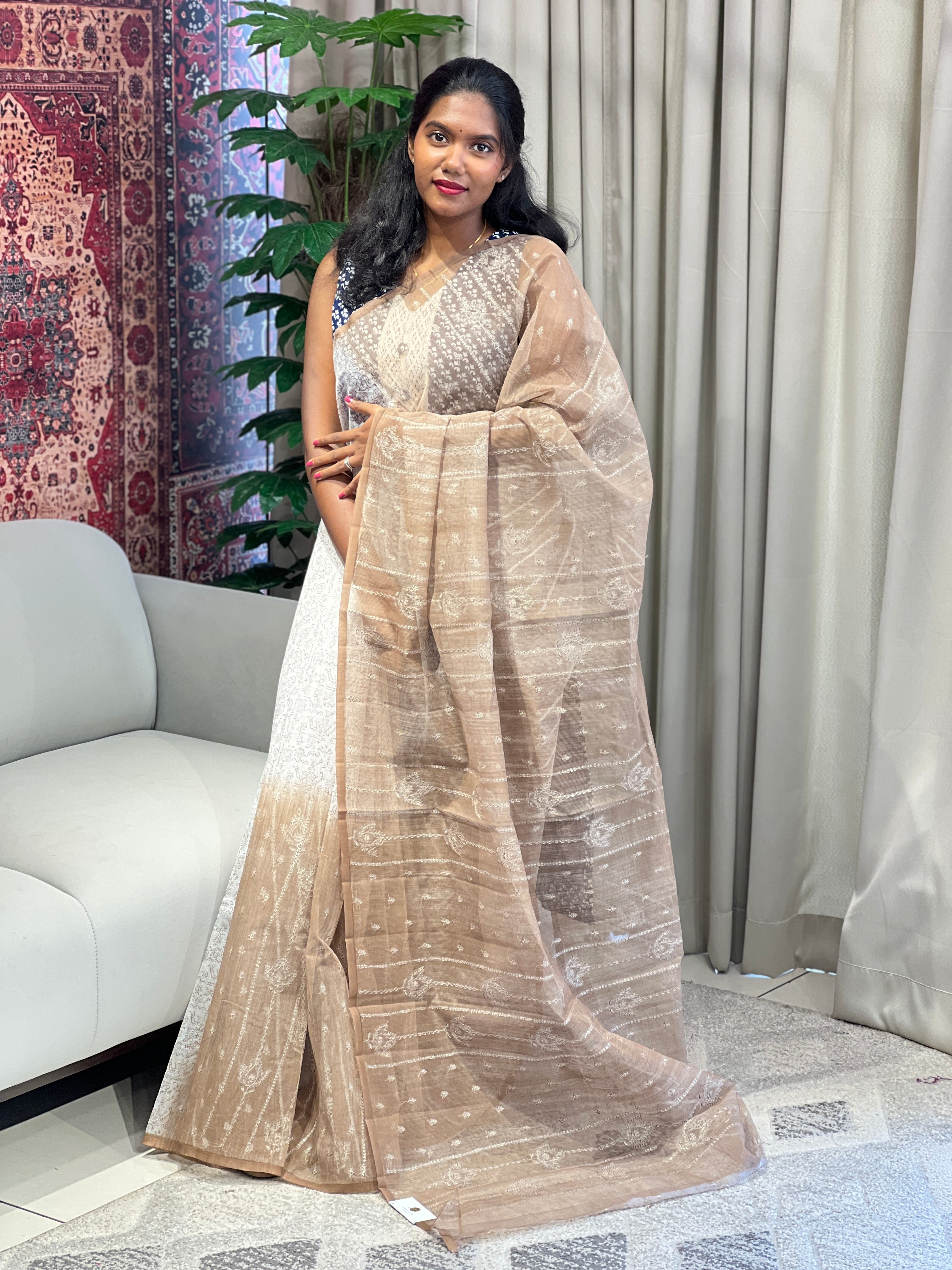 Warli Printed Double Shaded Kota Saree | YNG873