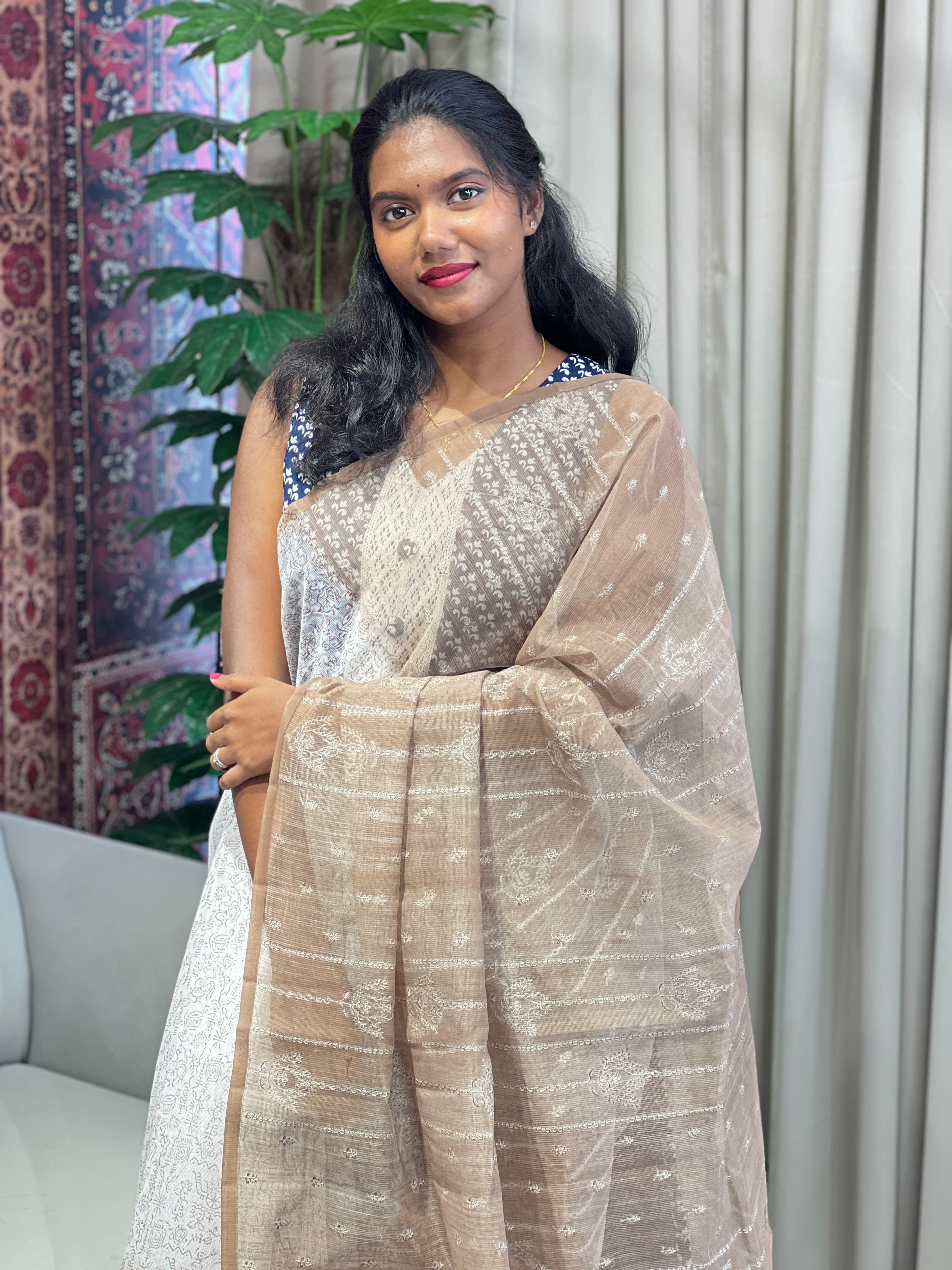 Warli Printed Double Shaded Kota Saree | YNG873