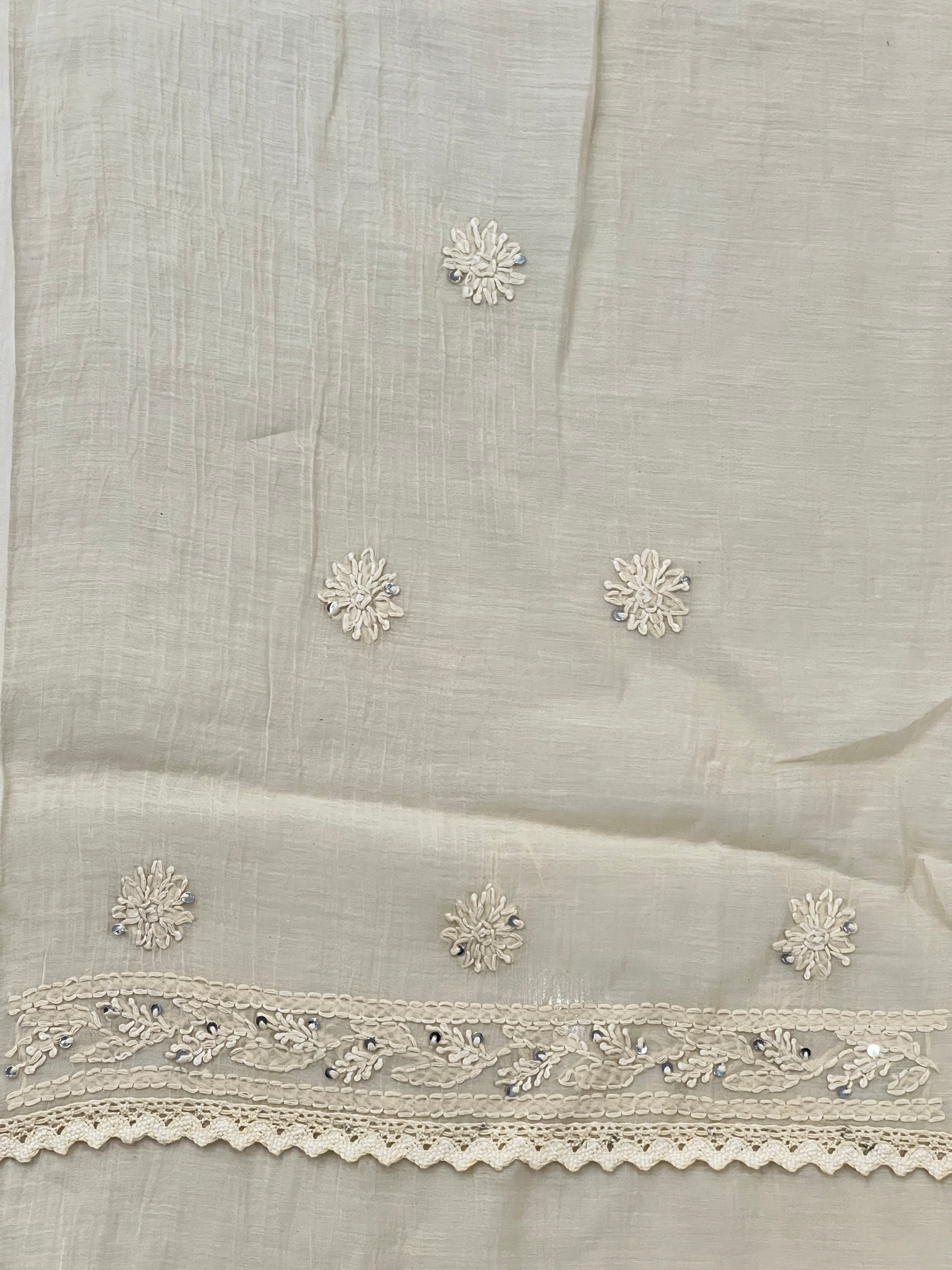 Chikankari Work Detailed Mul Cotton Saree | GMA186