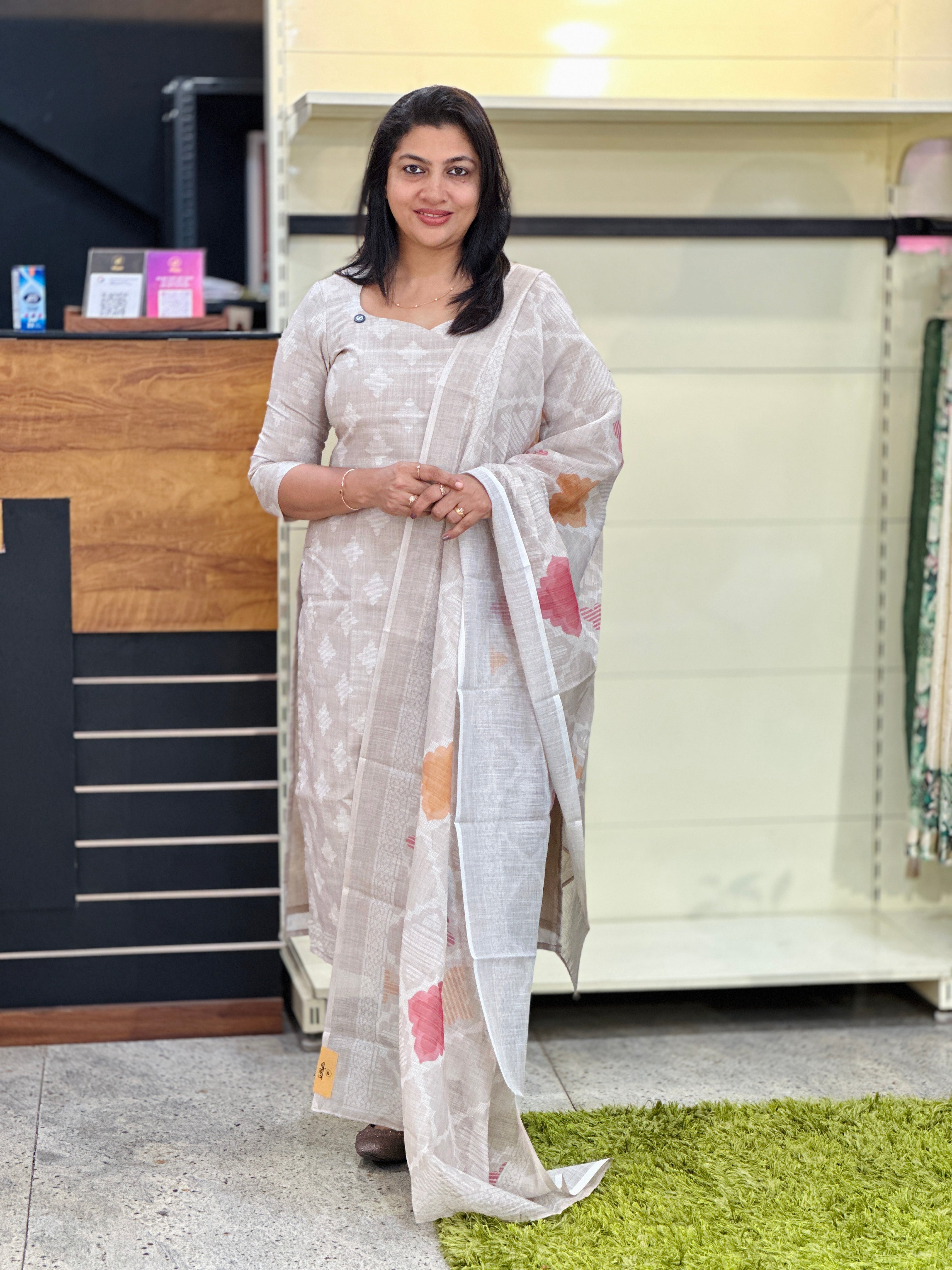 Digital Printed Bhagalpuri Slub Linen Salwar Set | SSN510