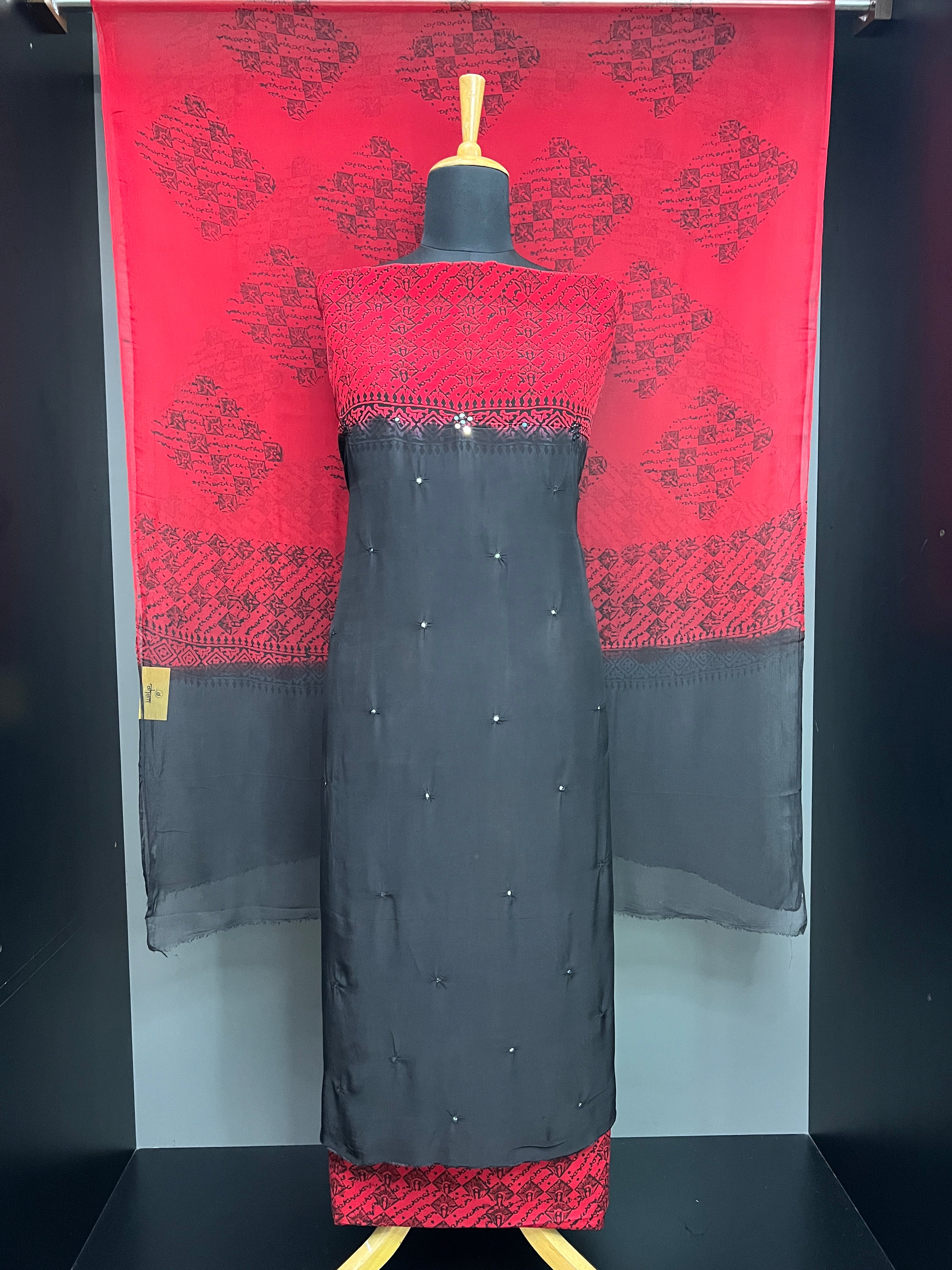 Print With Nalgonda Mirror Detailed Uppada Silk Salwar Set | SF1391