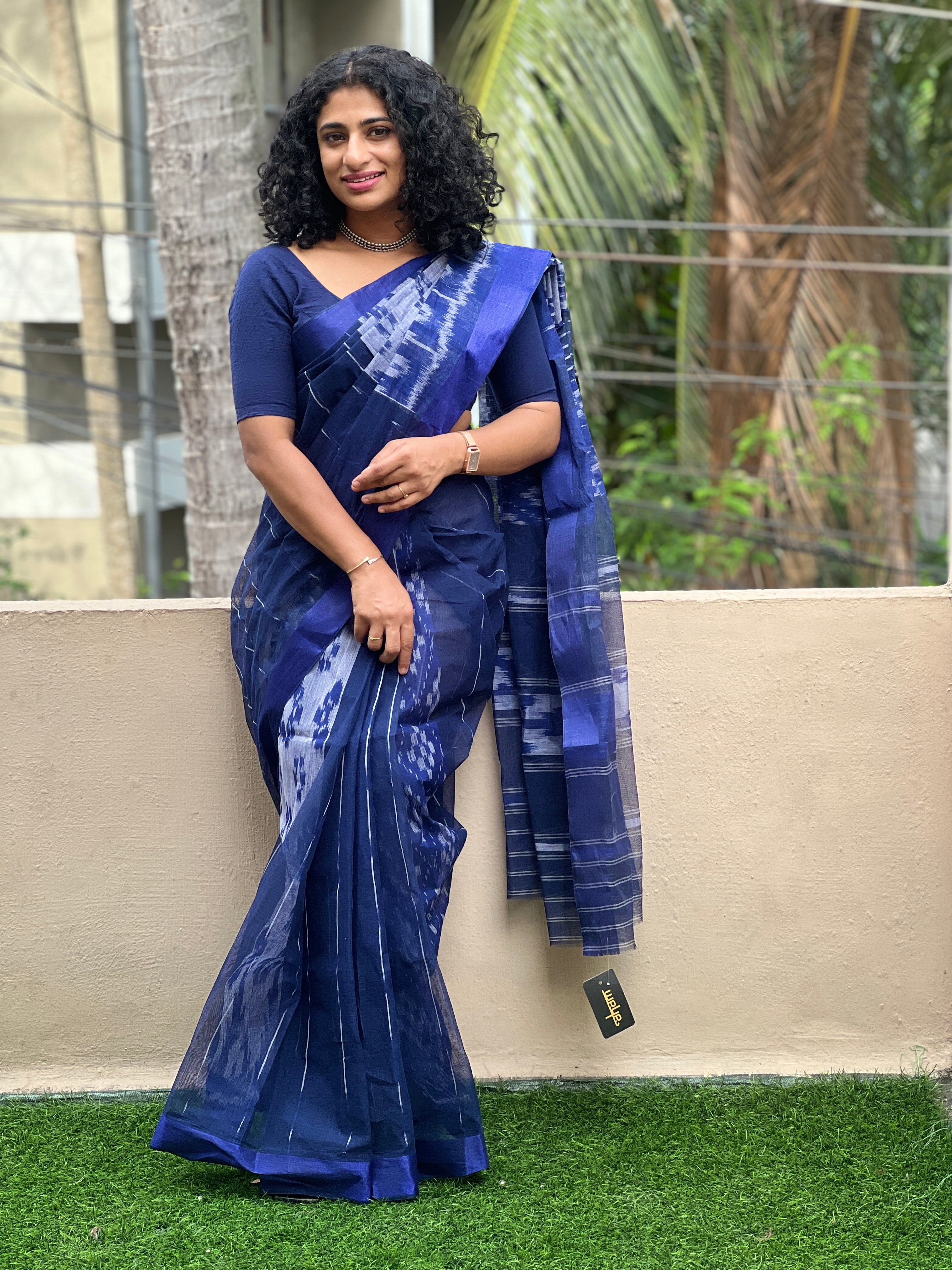 Blue Ikat Weaved Cotton Saree | RP308