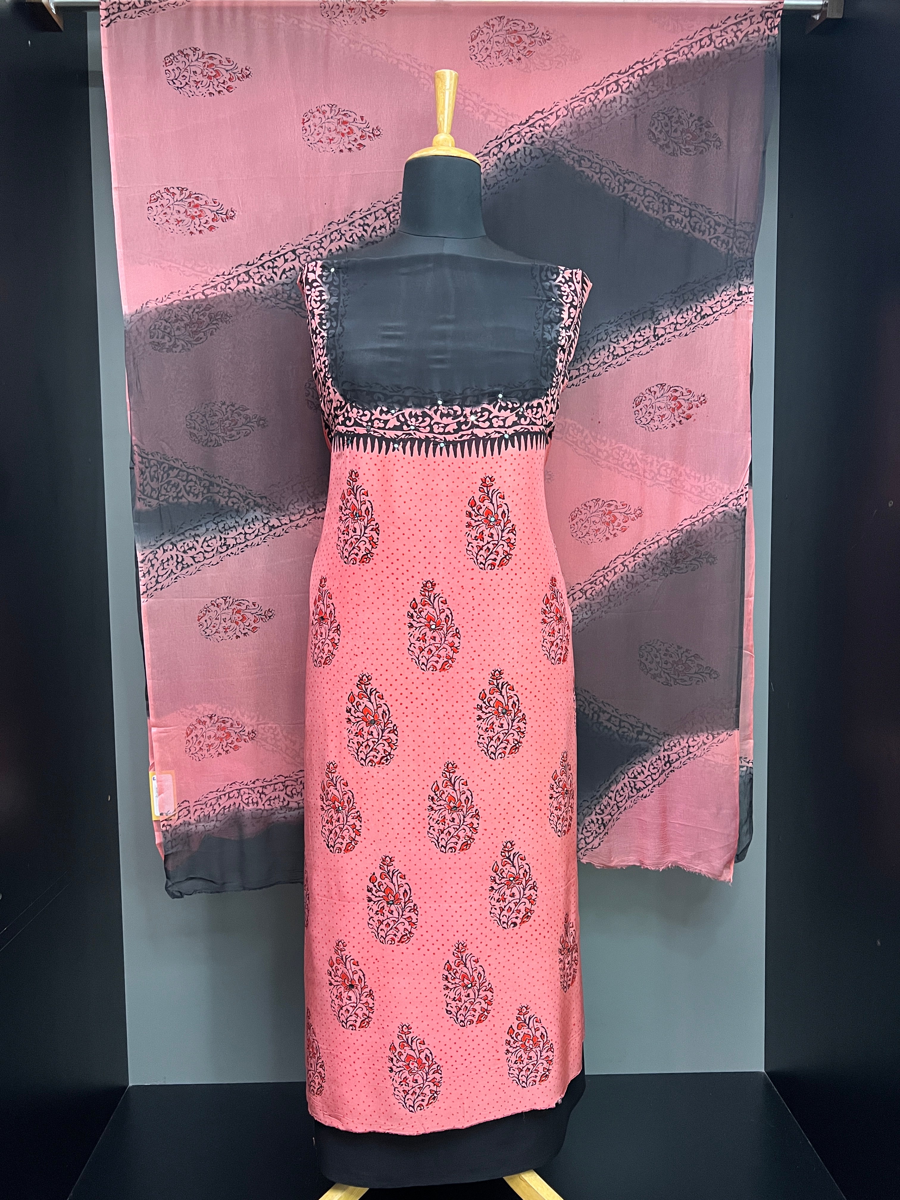 Print With Nalgonda Mirror Detailed Uppada Silk Salwar Set | SF1394