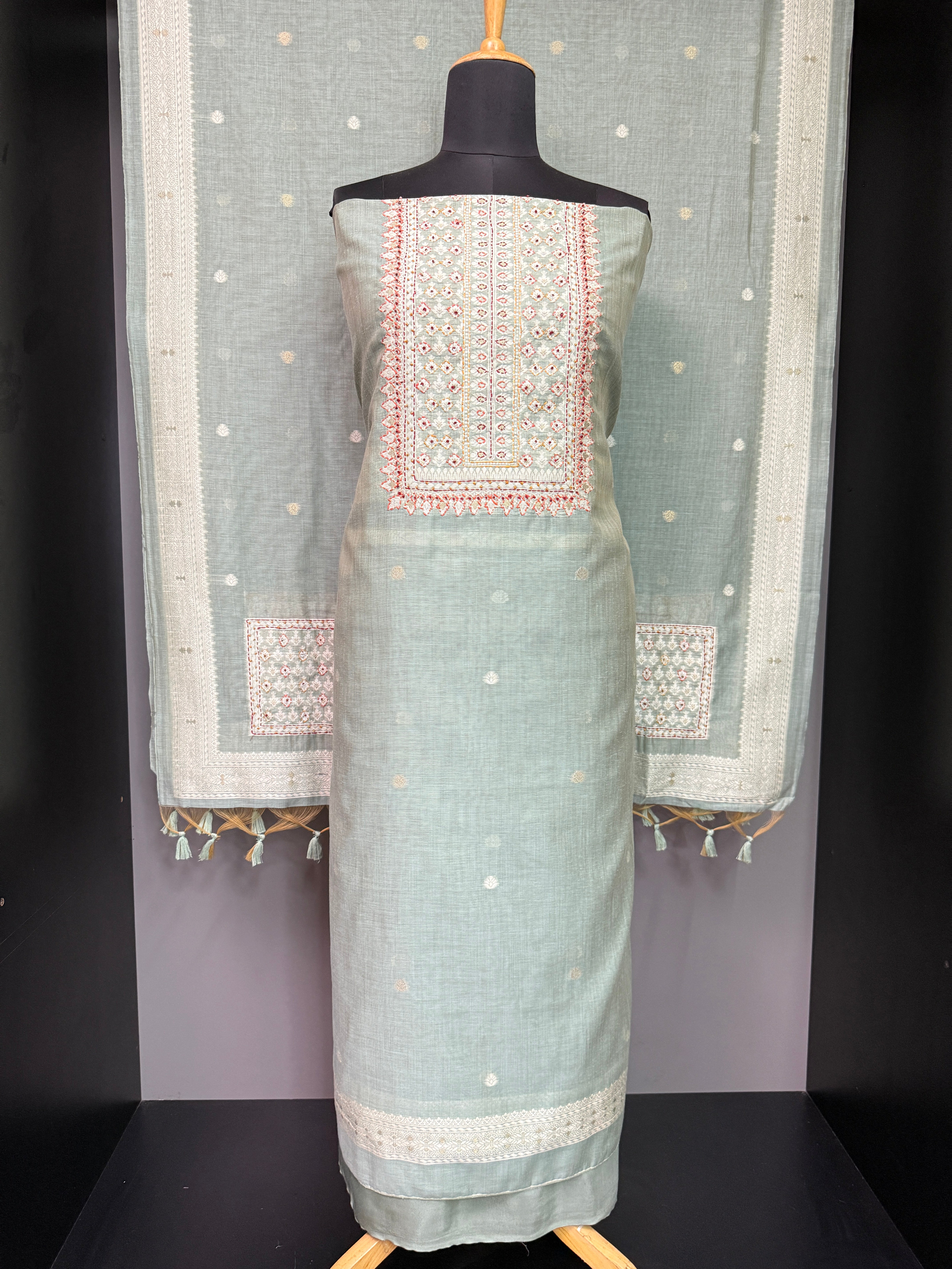 Jamdani Weaved Chanderi Salwar Set | VAN145