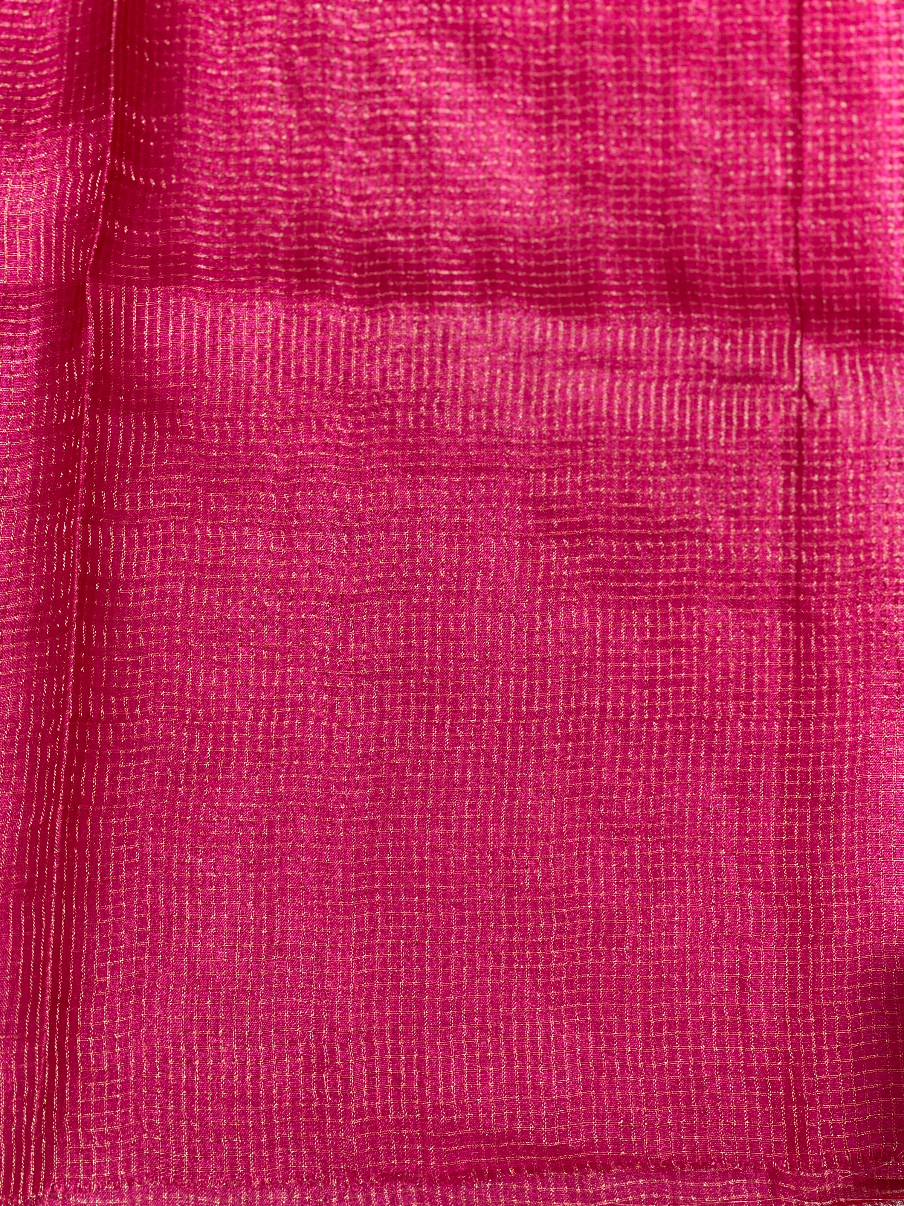 Tissue Check Pattern Tussar Saree | HS1446