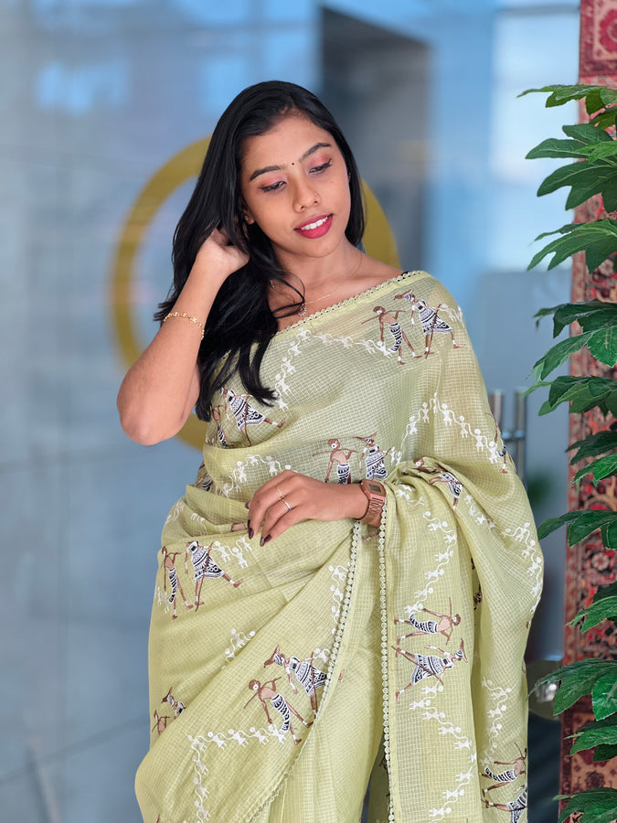 Warli Embroidery Detailed Kota Saree | BLD1335