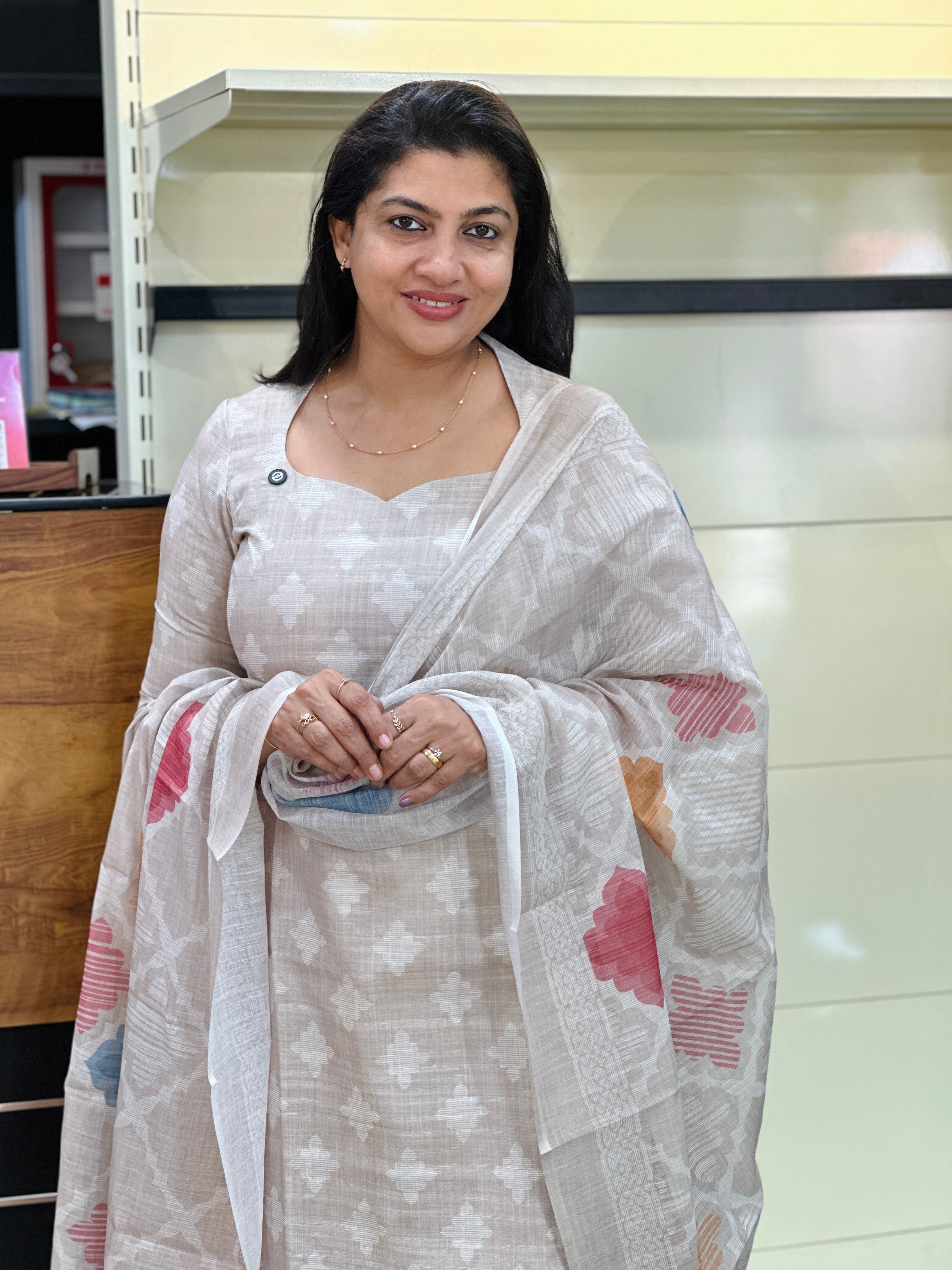Digital Printed Bhagalpuri Slub Linen Salwar Set | SSN510