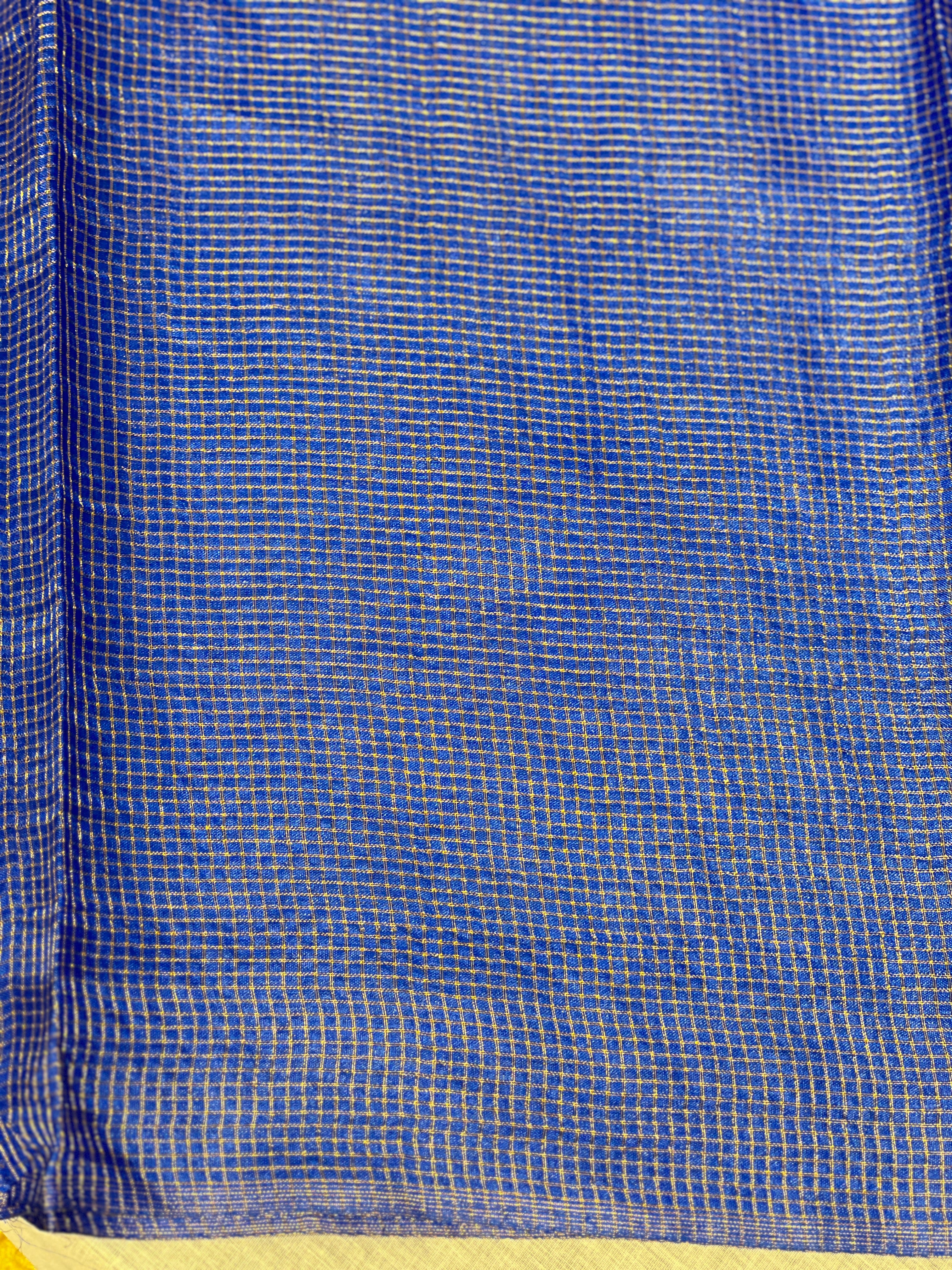 Tissue Check Pattern Tussar Saree | HS1450