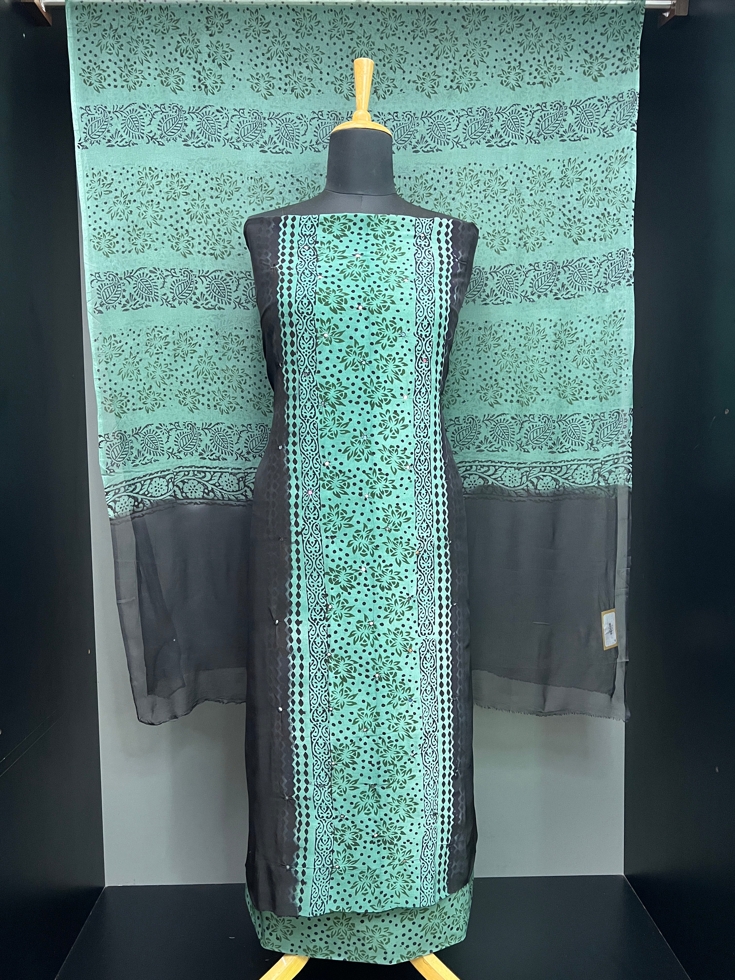 Print With Nalgonda Mirror Detailed Semi Modal Salwar Set | SF1396