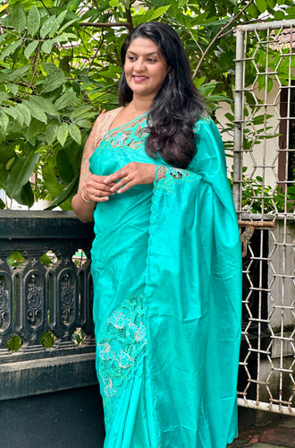 Twine Cut Work Placement Detailed Soft Silk Saree | TC402