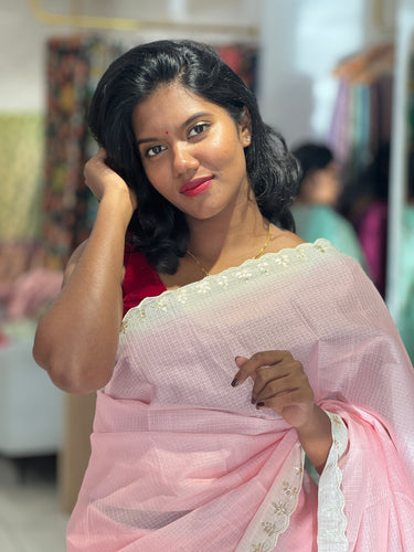 Floral Digital Print With Pitta Highlighted Silky Kota Saree | BLD1351