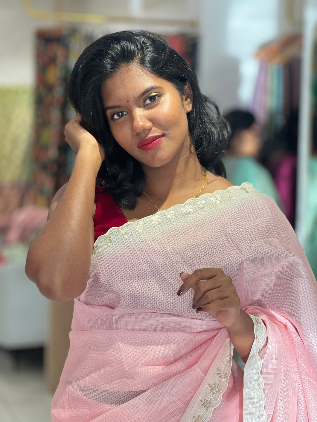 Floral Digital Print With Pitta Highlighted Silky Kota Saree | BLD1351
