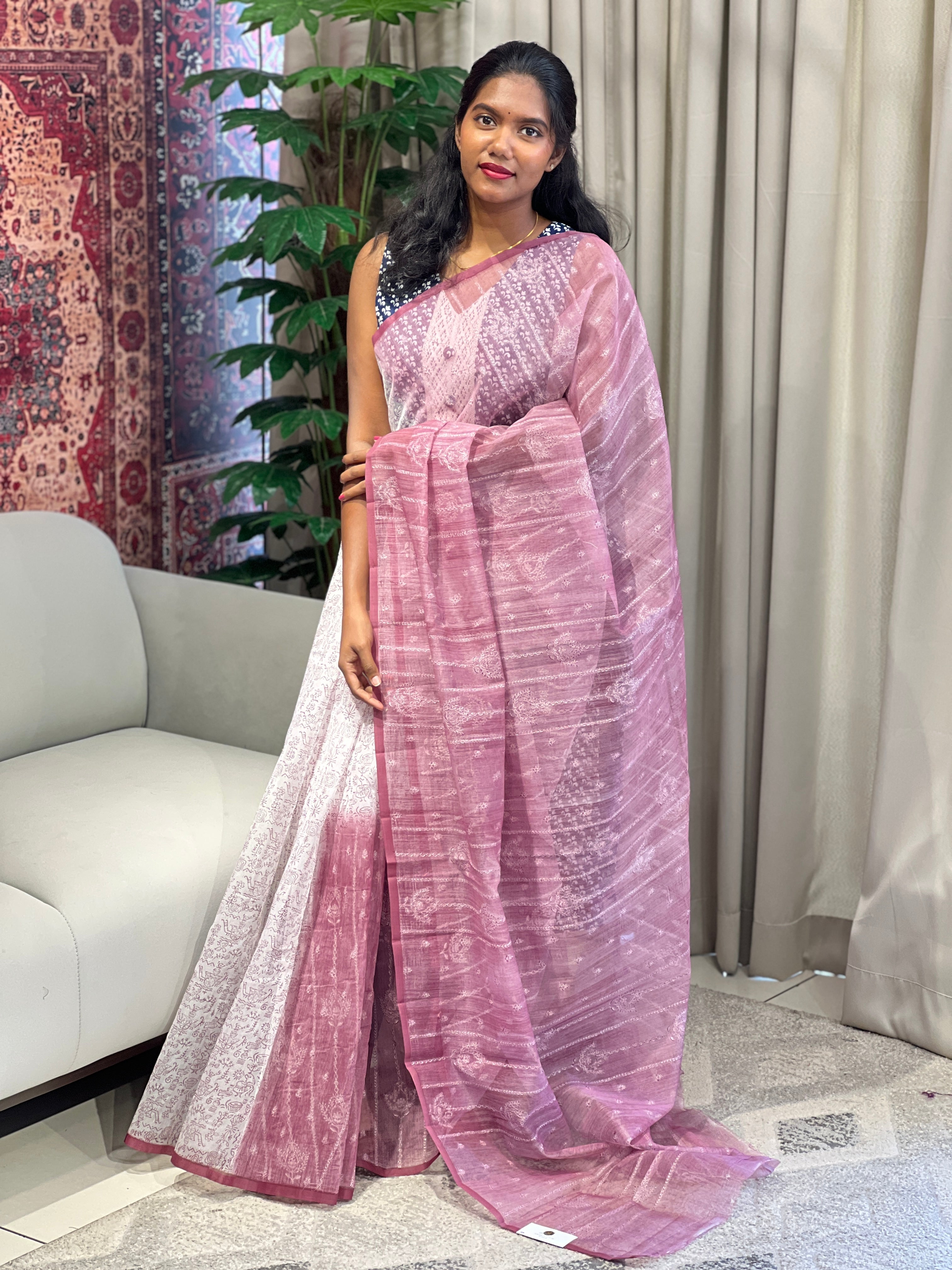 Warli Printed Double Shaded Kota Saree | YNG871