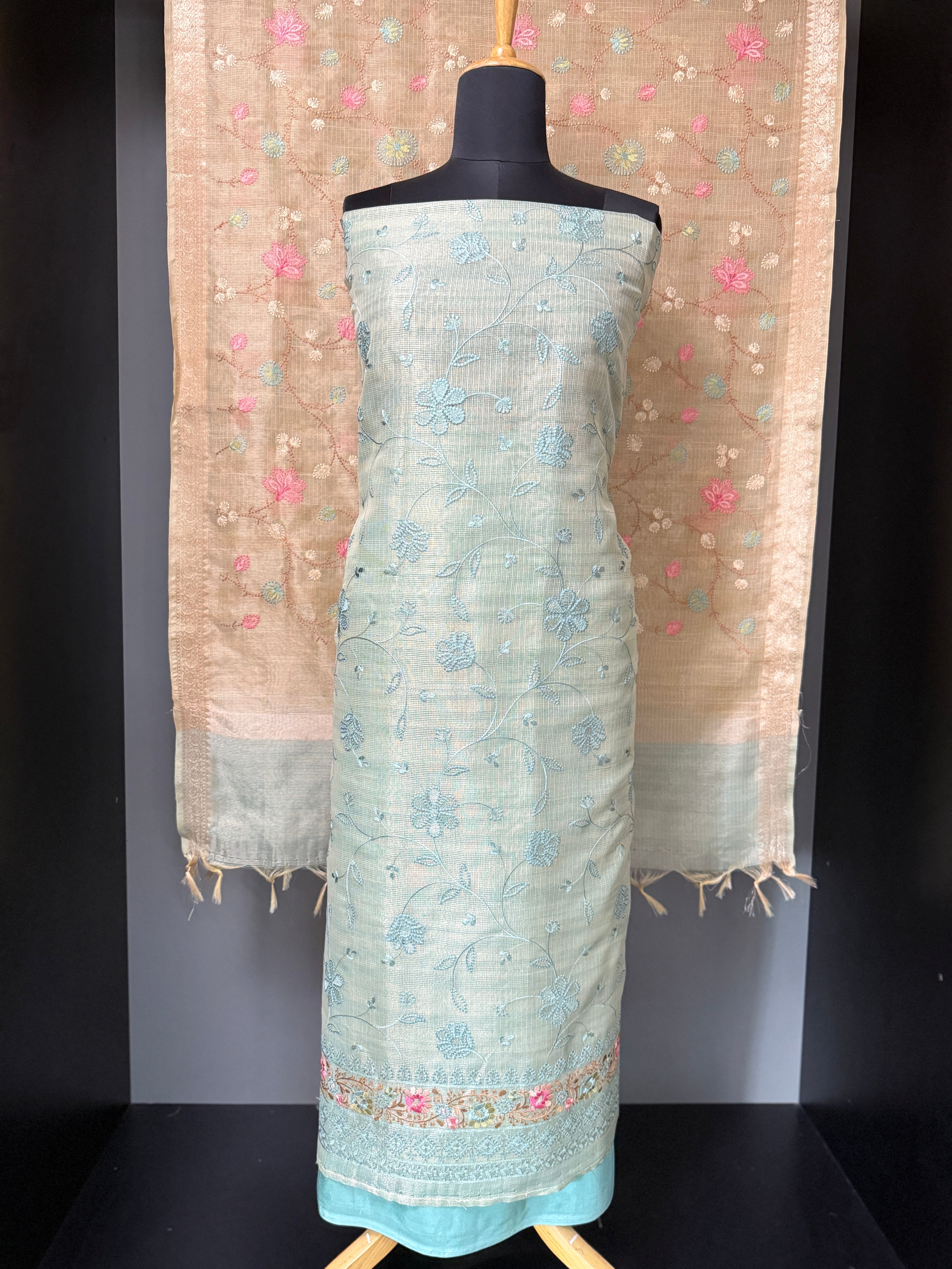 Jaal Embroidery Tissue Kota Salwar Set | SBP634
