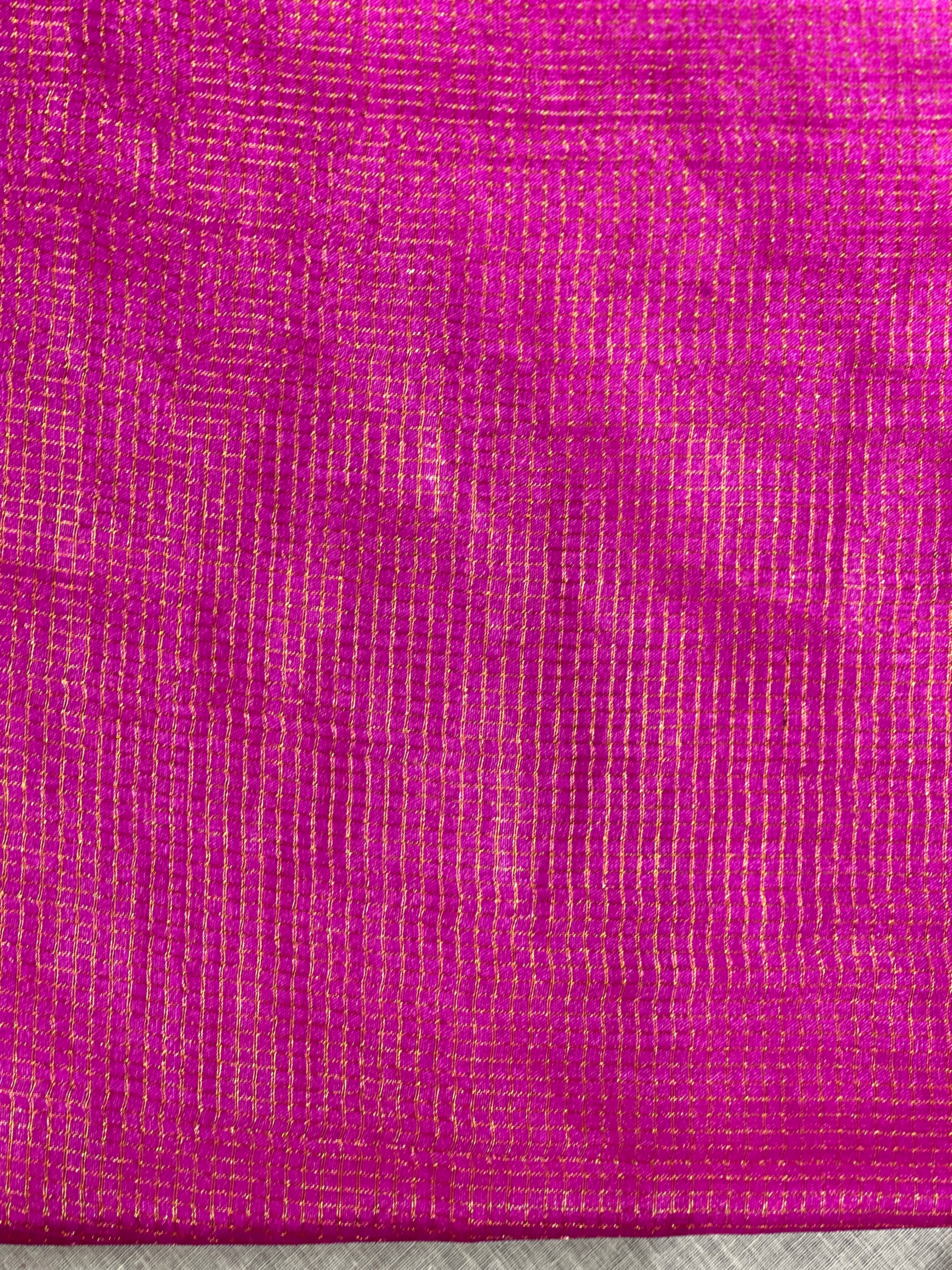 Tissue Check Pattern Tussar Saree | HS1447