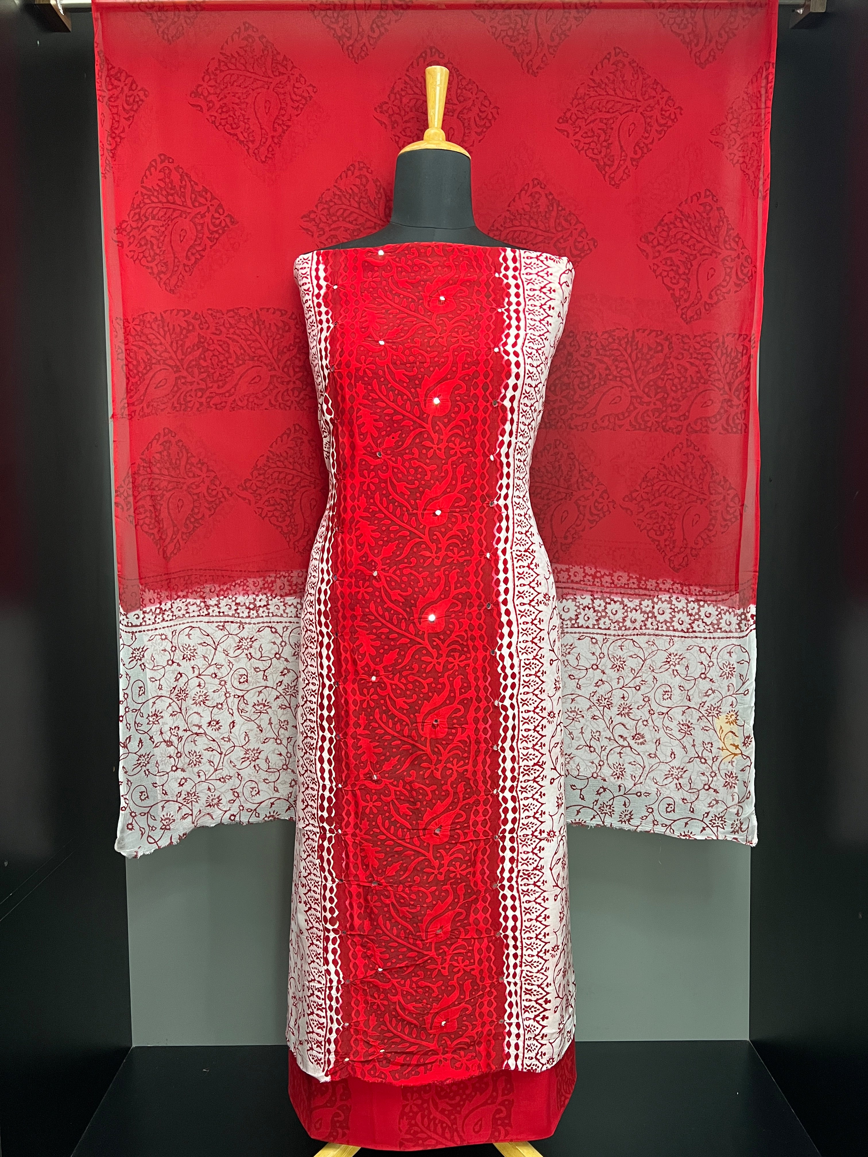 Print With Nalgonda Mirror Detailed Uppada Silk Salwar Set | SF1380