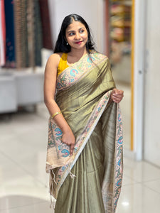 Ikat Printed Tussar Silk Saree | SSN281