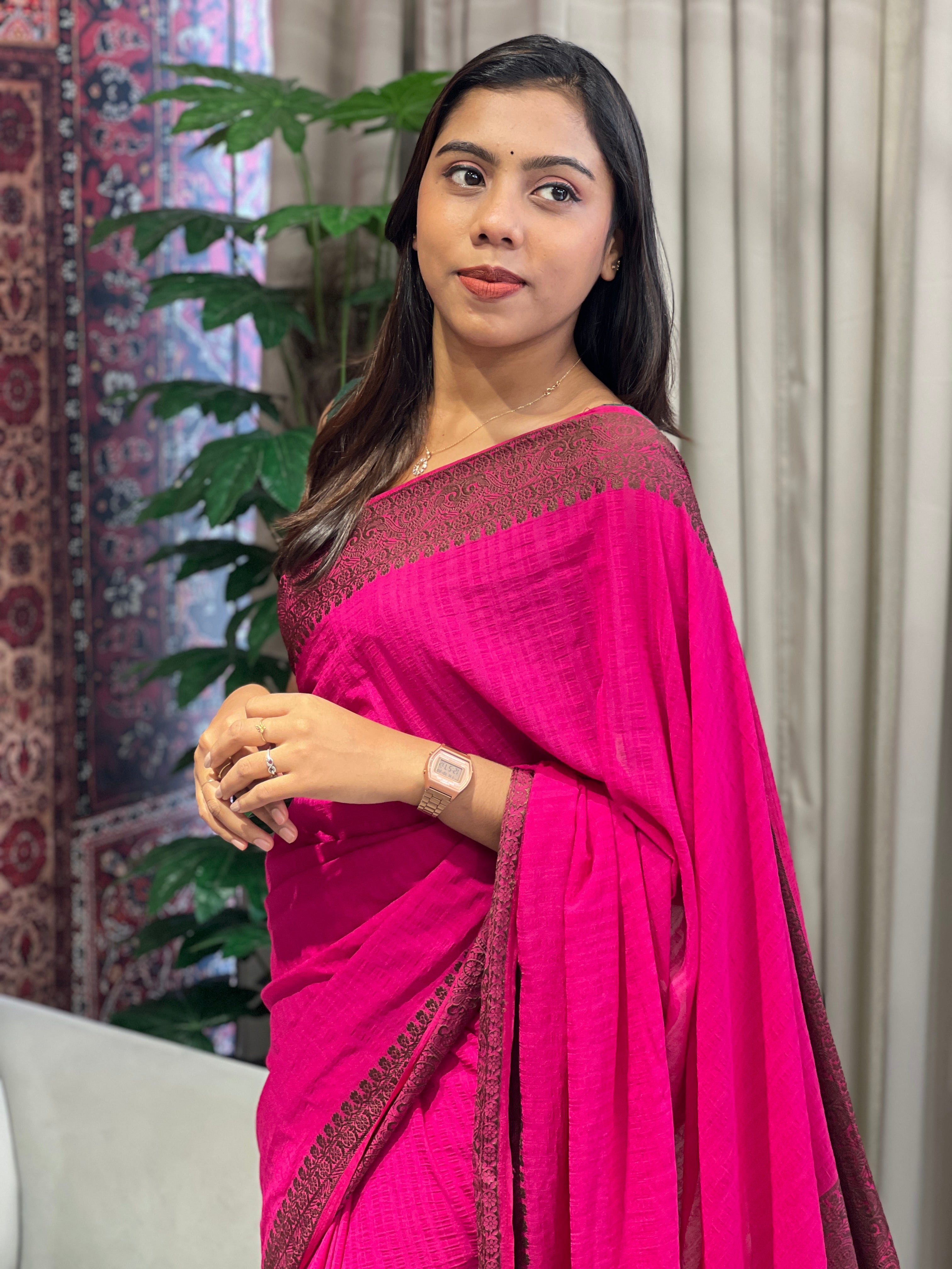 Thread Woven Tussar Georgette Banarasi(Weaving) Saree | YNG984