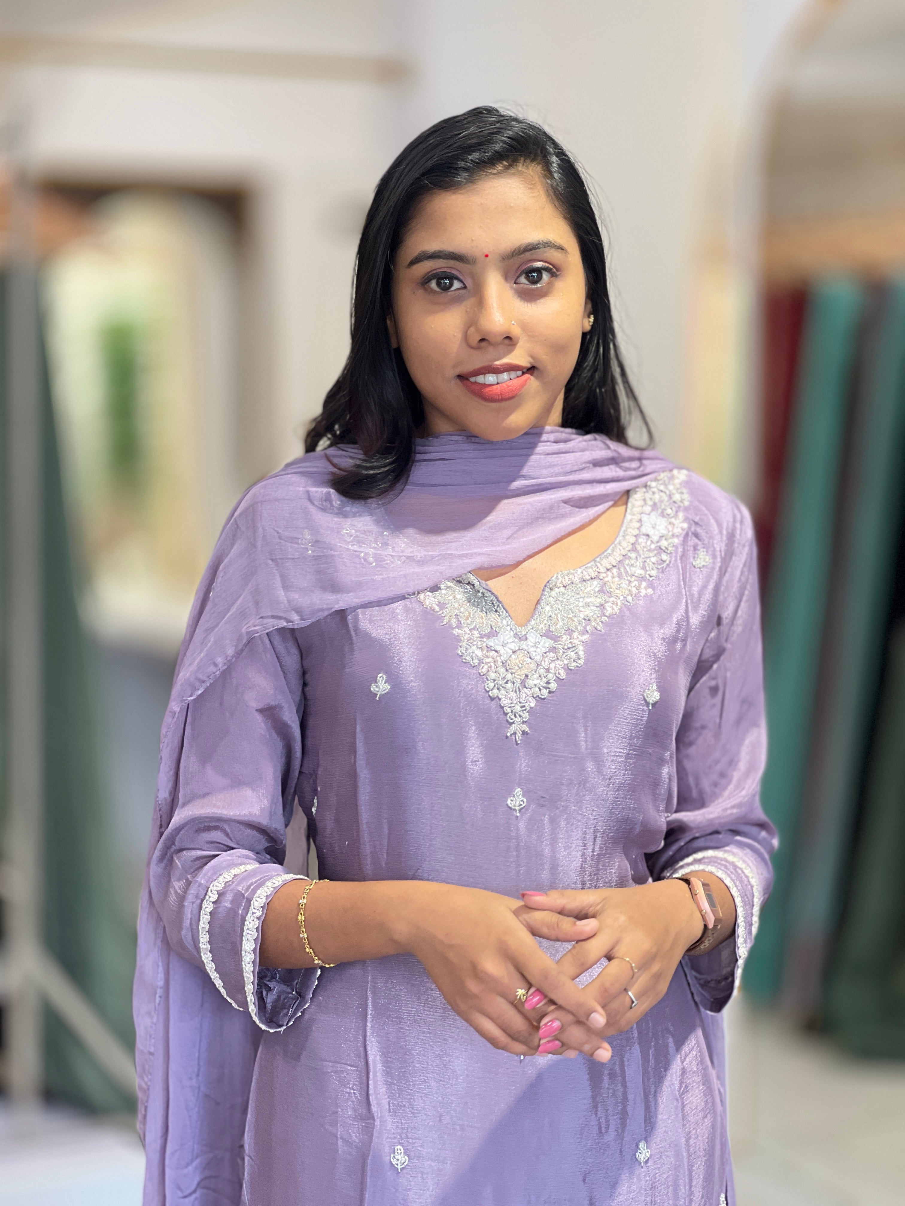 Sequence & Bead Embroidered Chinon Kurta Set | SAD102
