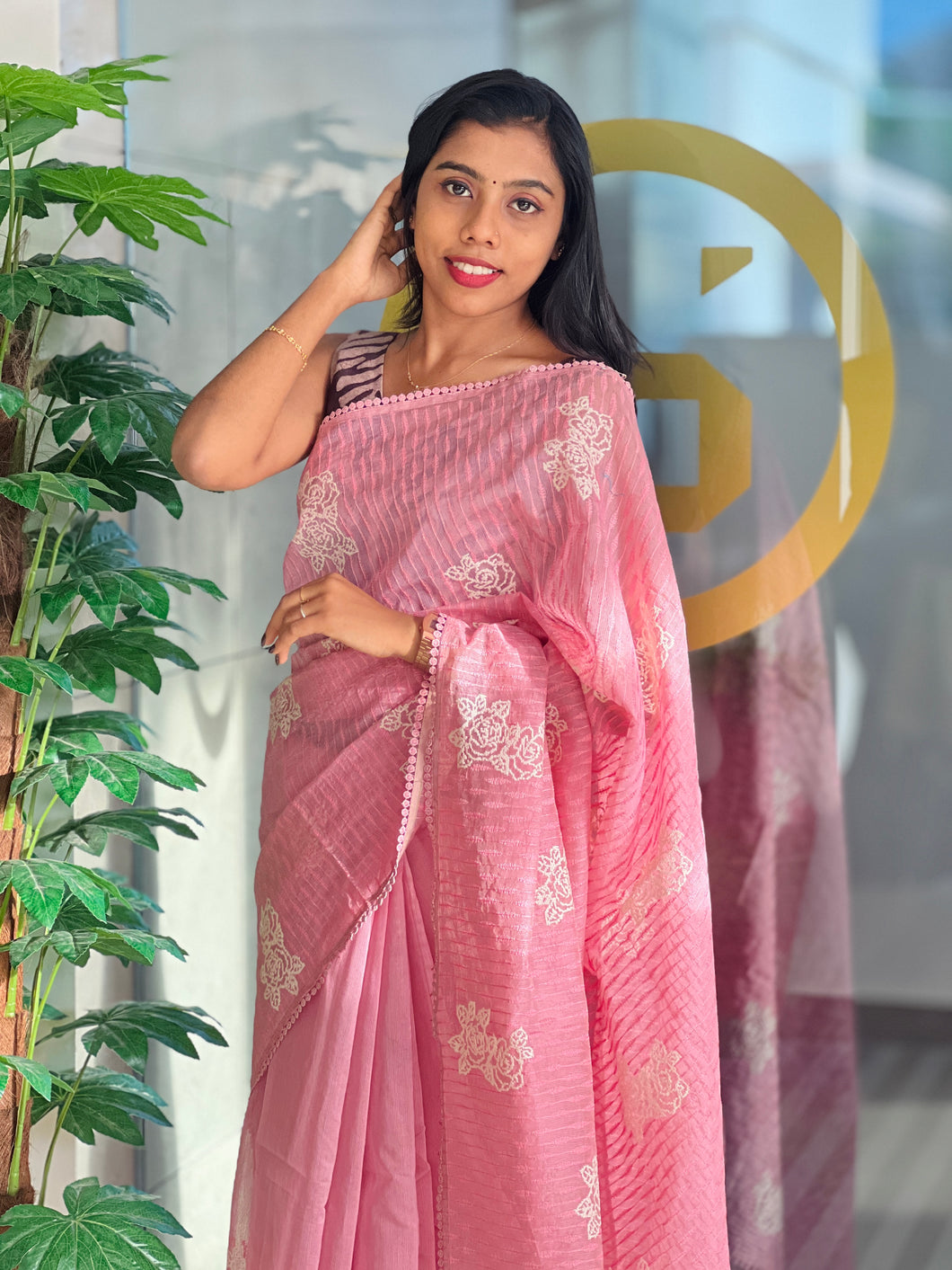 Floral Machine Embroidery Detailed Kota Saree | BLD1326