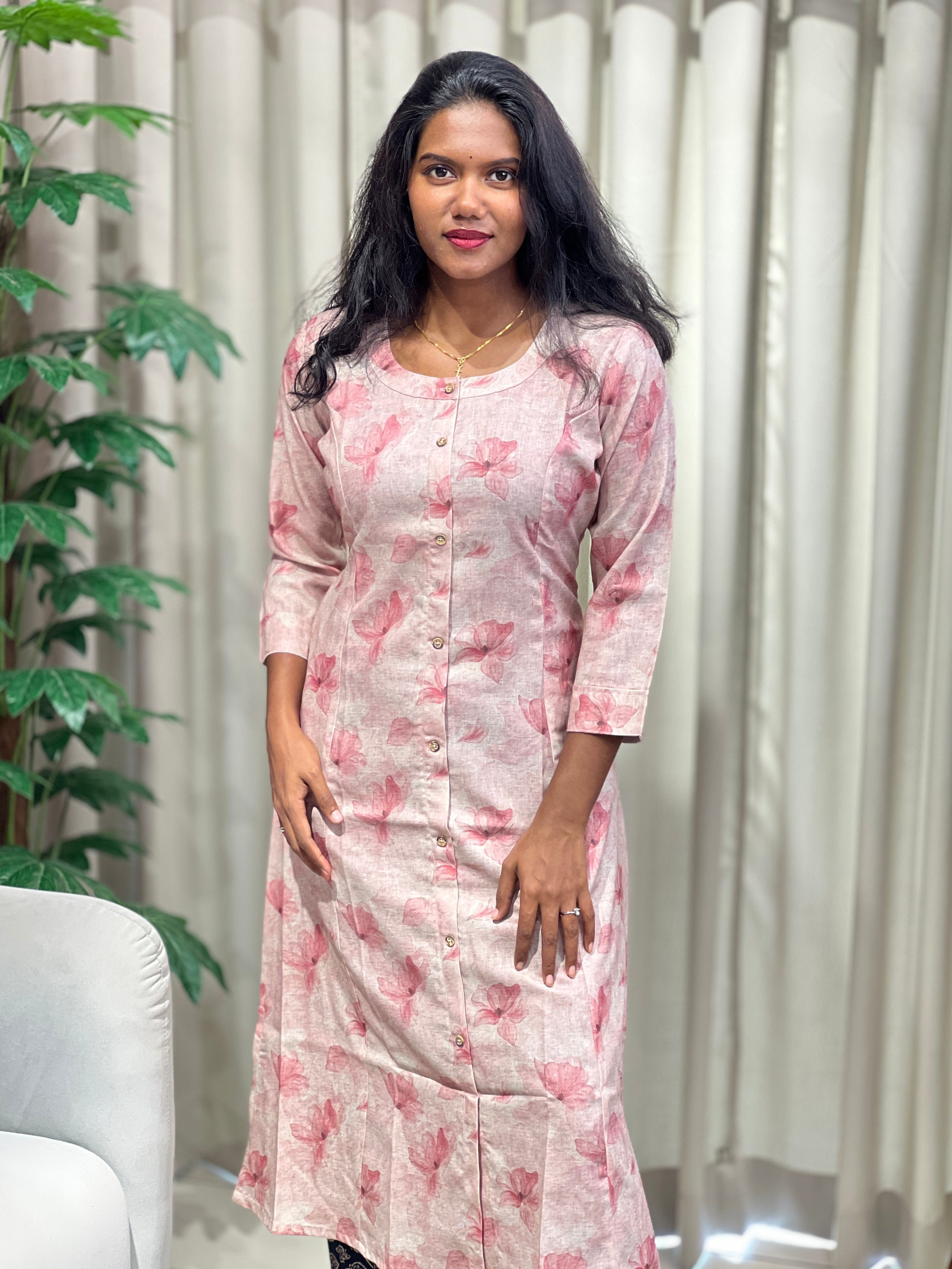 Digital Floral Printed Muslin Finish Kurta | IB130