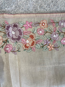Floral Embroidery Detailed Viscose Organza Saree | SUN198