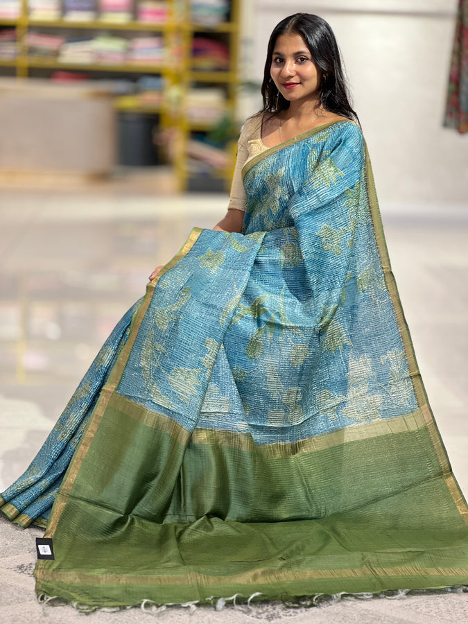 Screen Printed With Kesiya Weaved Tussar Saree | ACT1359