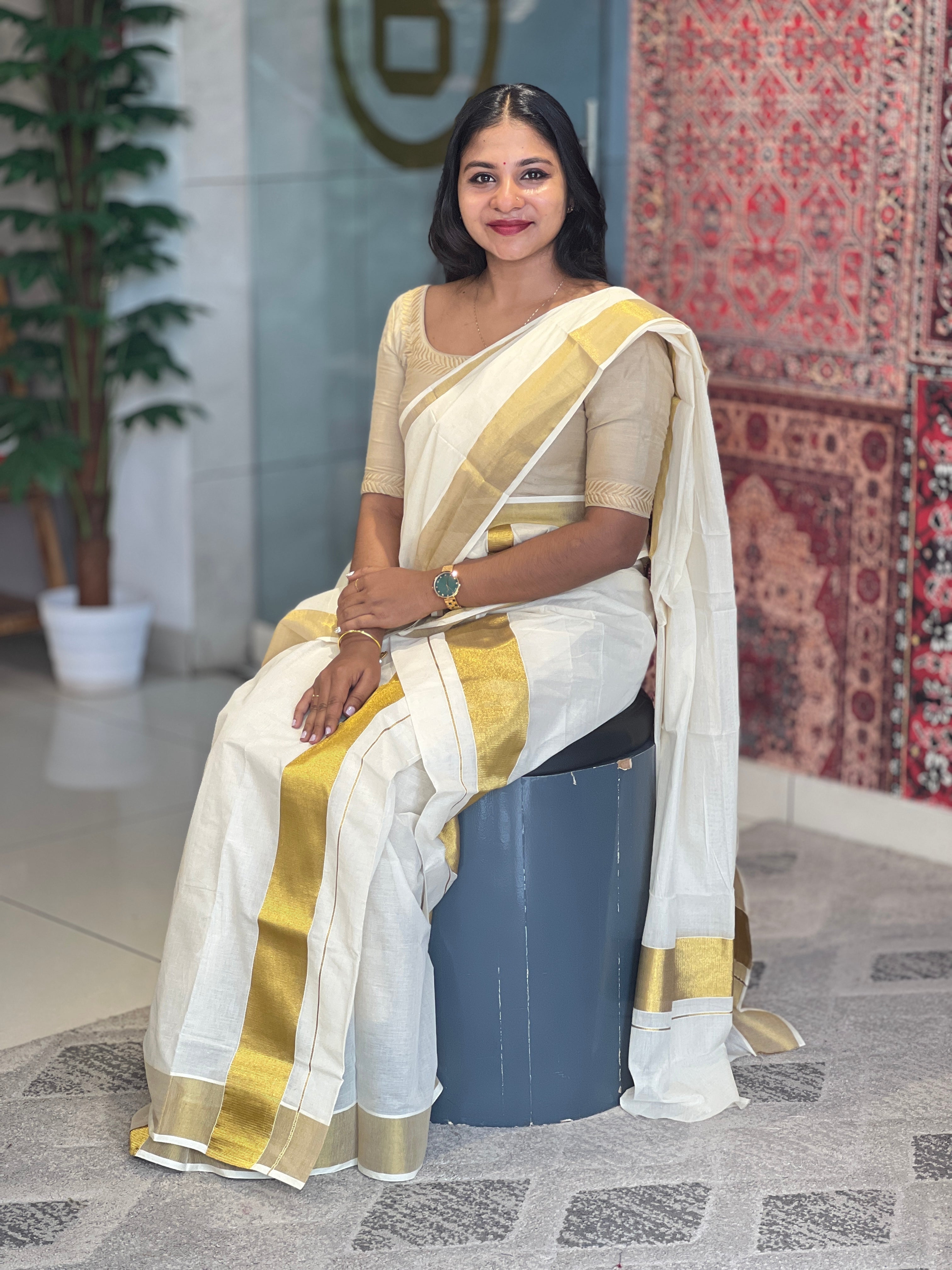 Golden Kasavu Detailed Set Mundu | GAT314