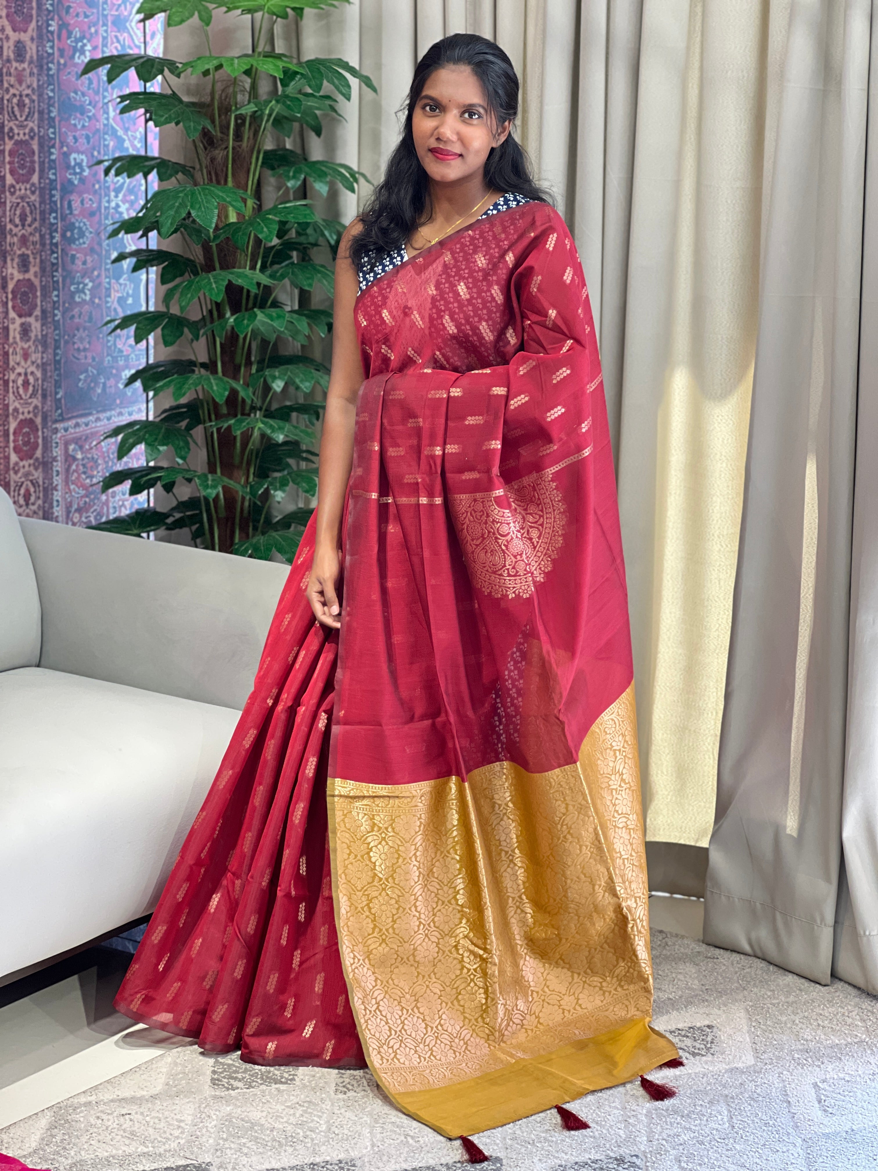 Zari Woven Cotton Silk Saree | YNG1043