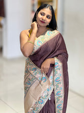Ikat Printed Tussar Silk Saree | SSN283