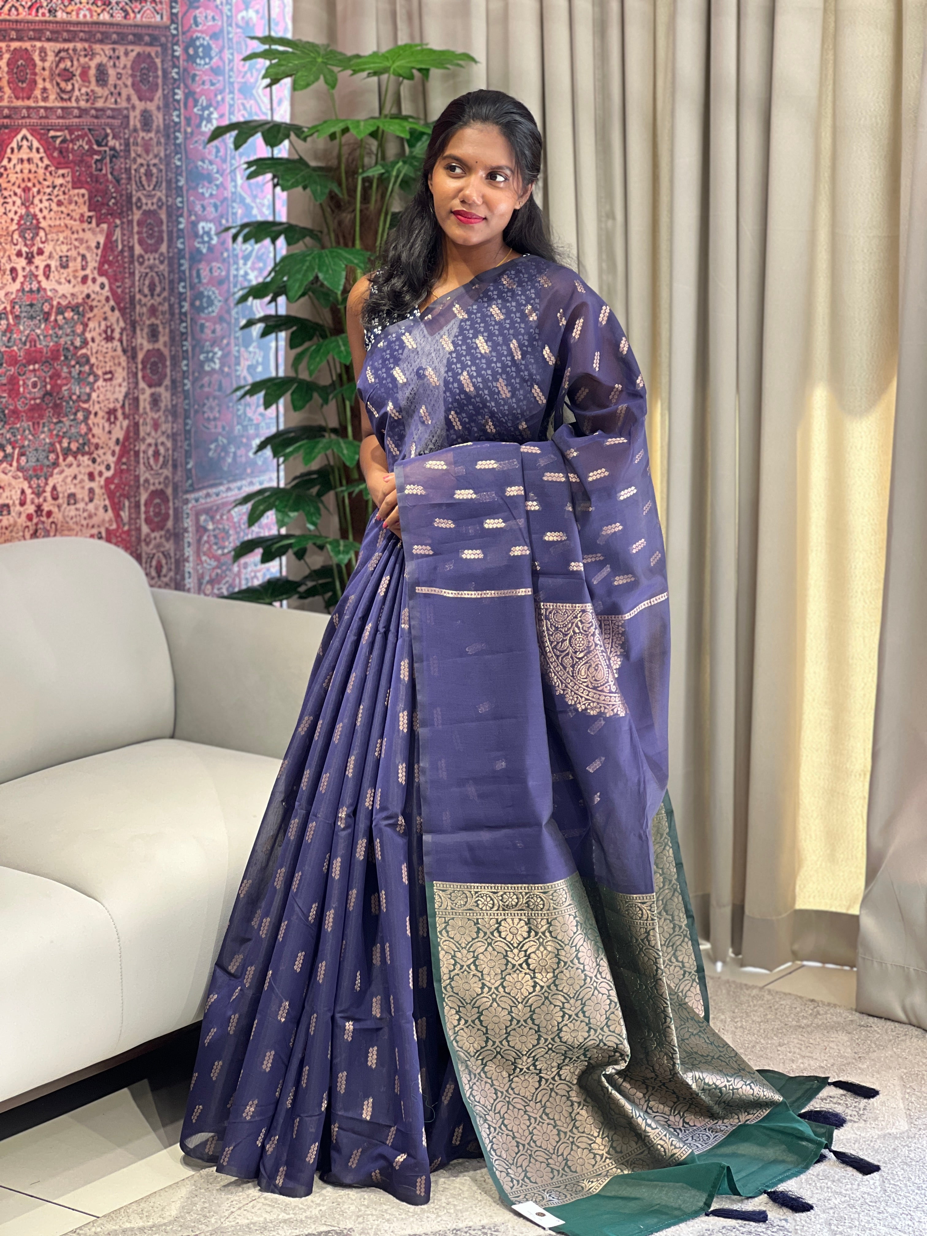 Zari Woven Cotton Silk Saree | YNG1042