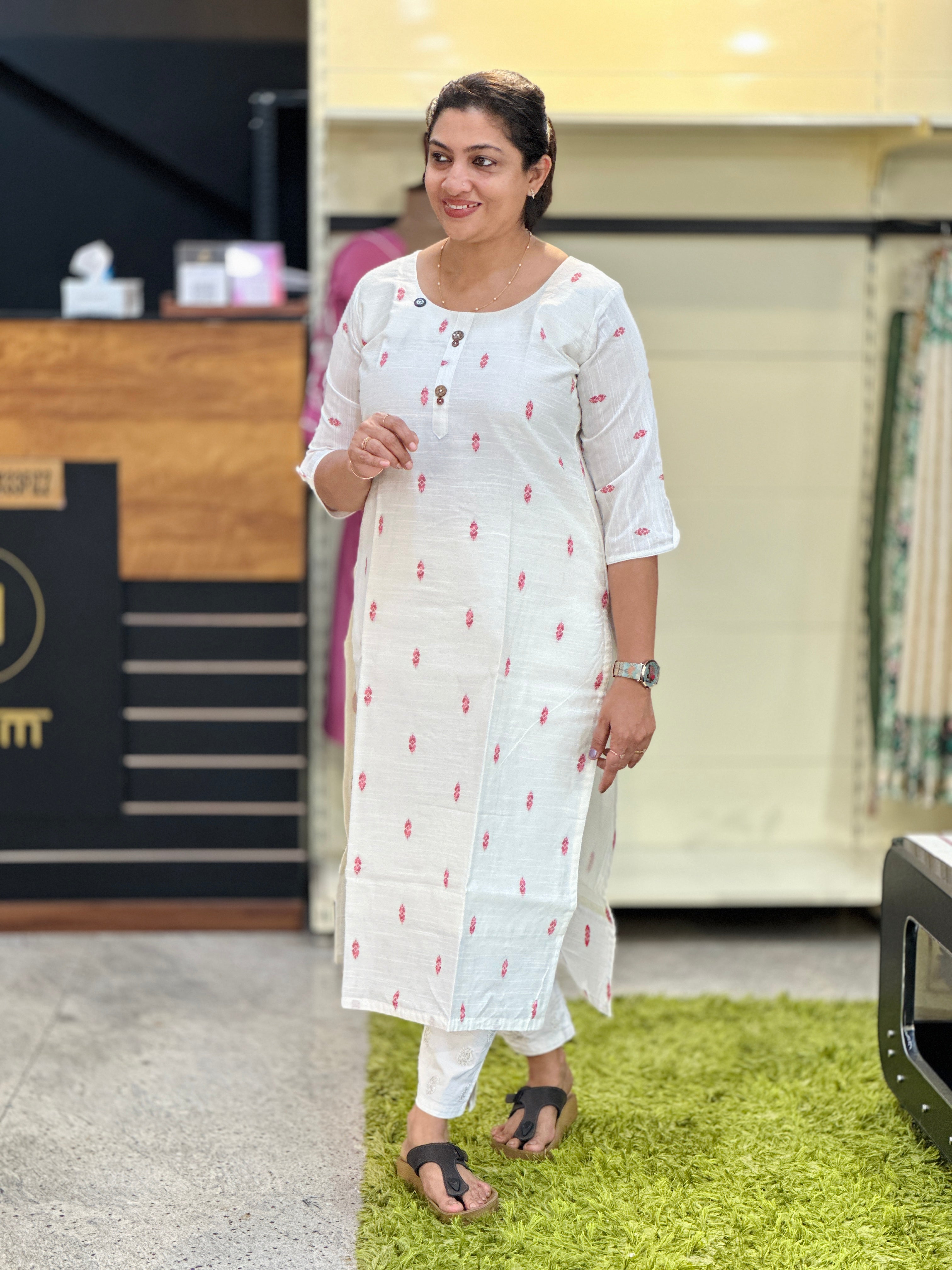 Butta Weaved Slub Cotton Kurta | MD102