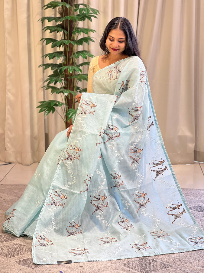 Warli Embroidery Detailed Kota Saree | BLD1332