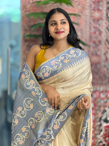 Batik Printed Semi Tussar Saree | SSN287