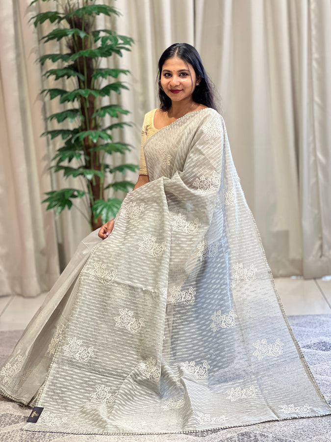 Floral Machine Embroidery Detailed Kota Saree | BLD1324