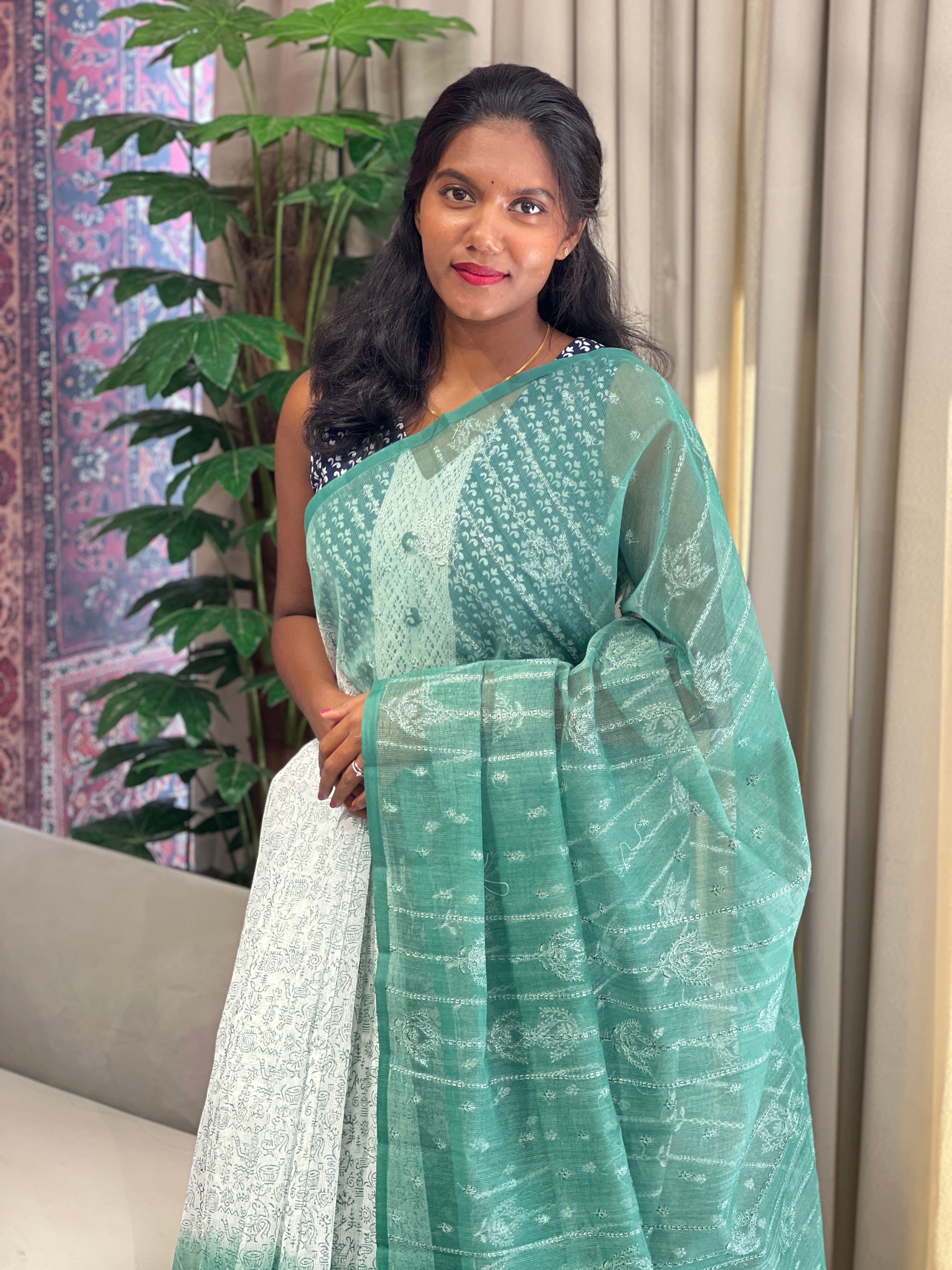 Warli Printed Double Shaded Kota Saree | YNG874