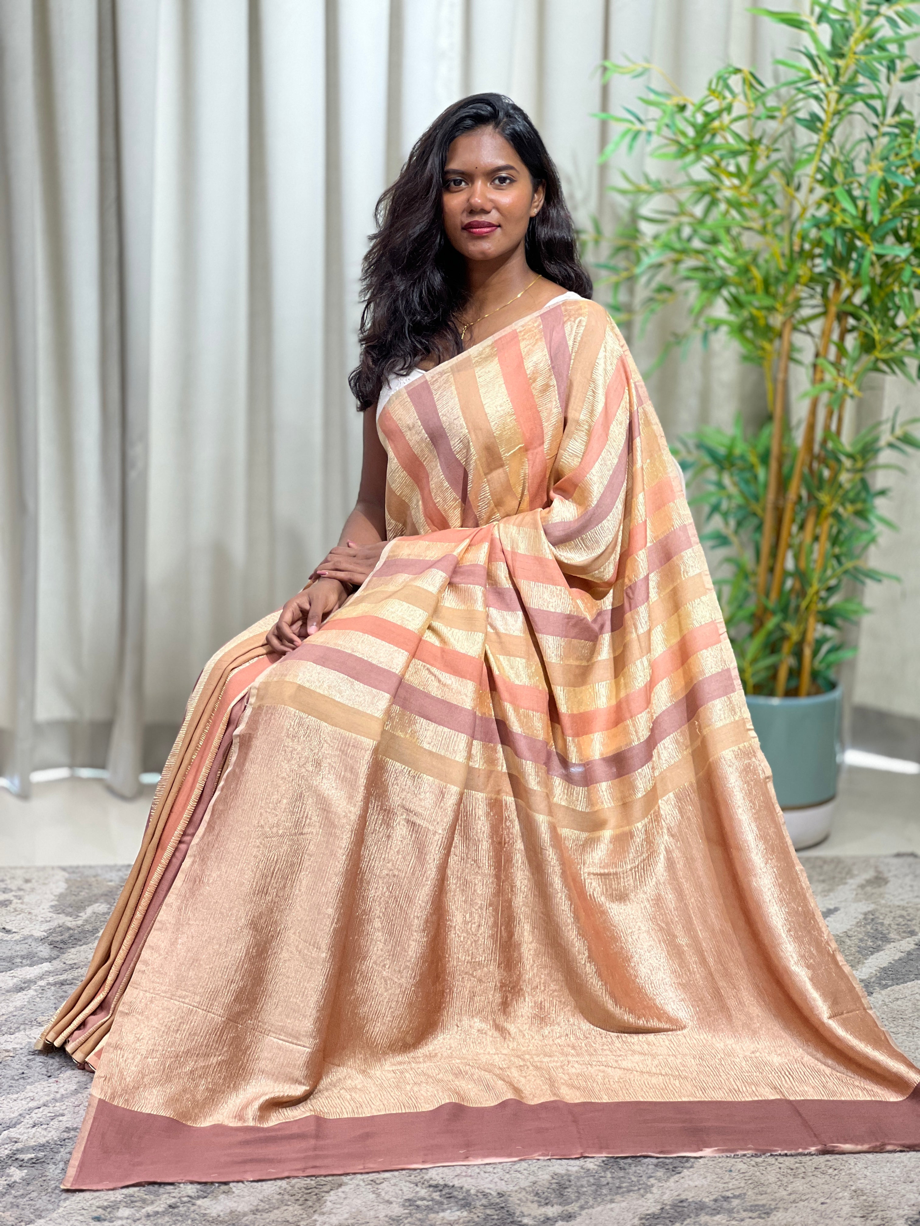 Rangat Patterned Georgette Woven Tussar Saree | KMM149