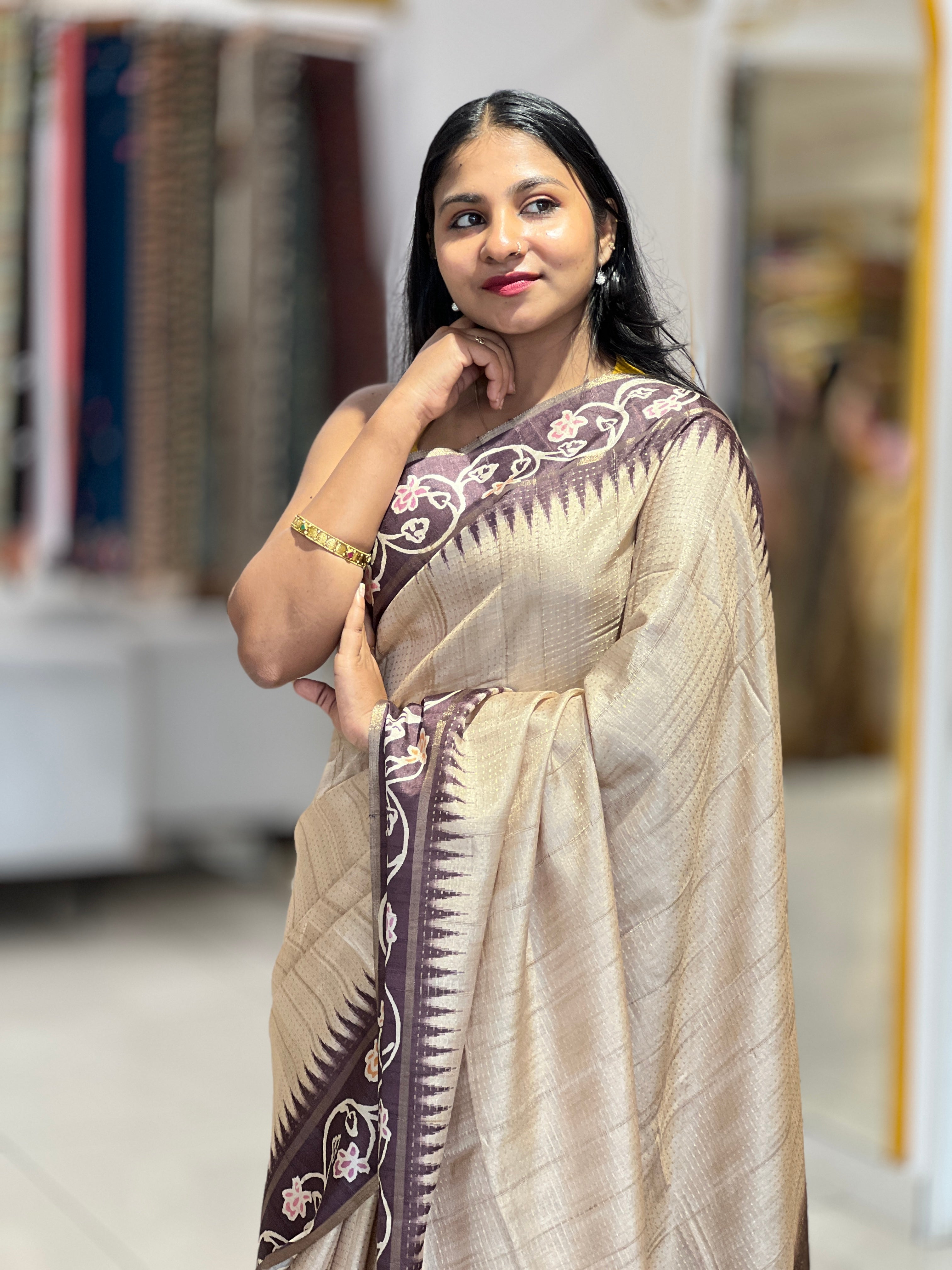 Batik Printed Tussar Silk Saree | SSN289