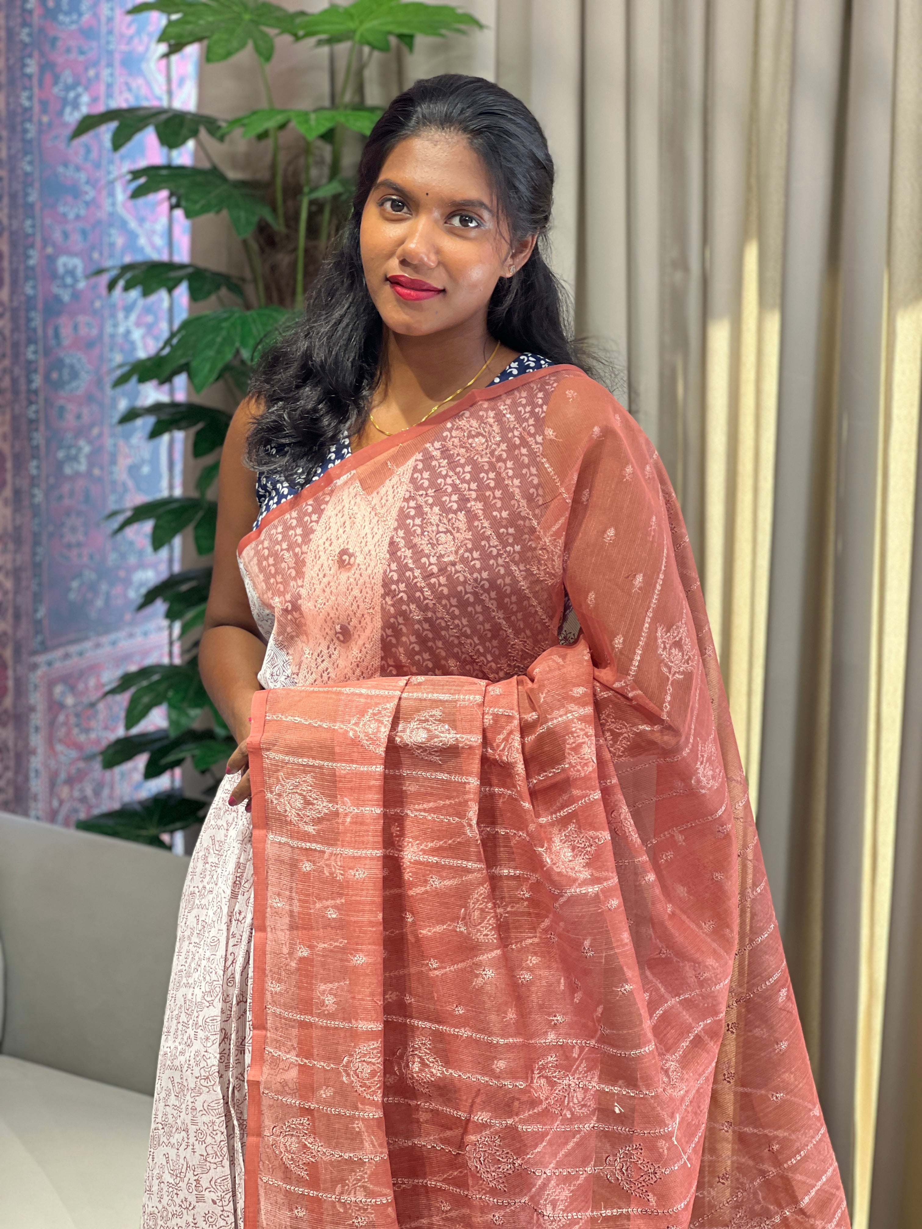 Warli Printed Double Shaded Kota Saree | YNG872