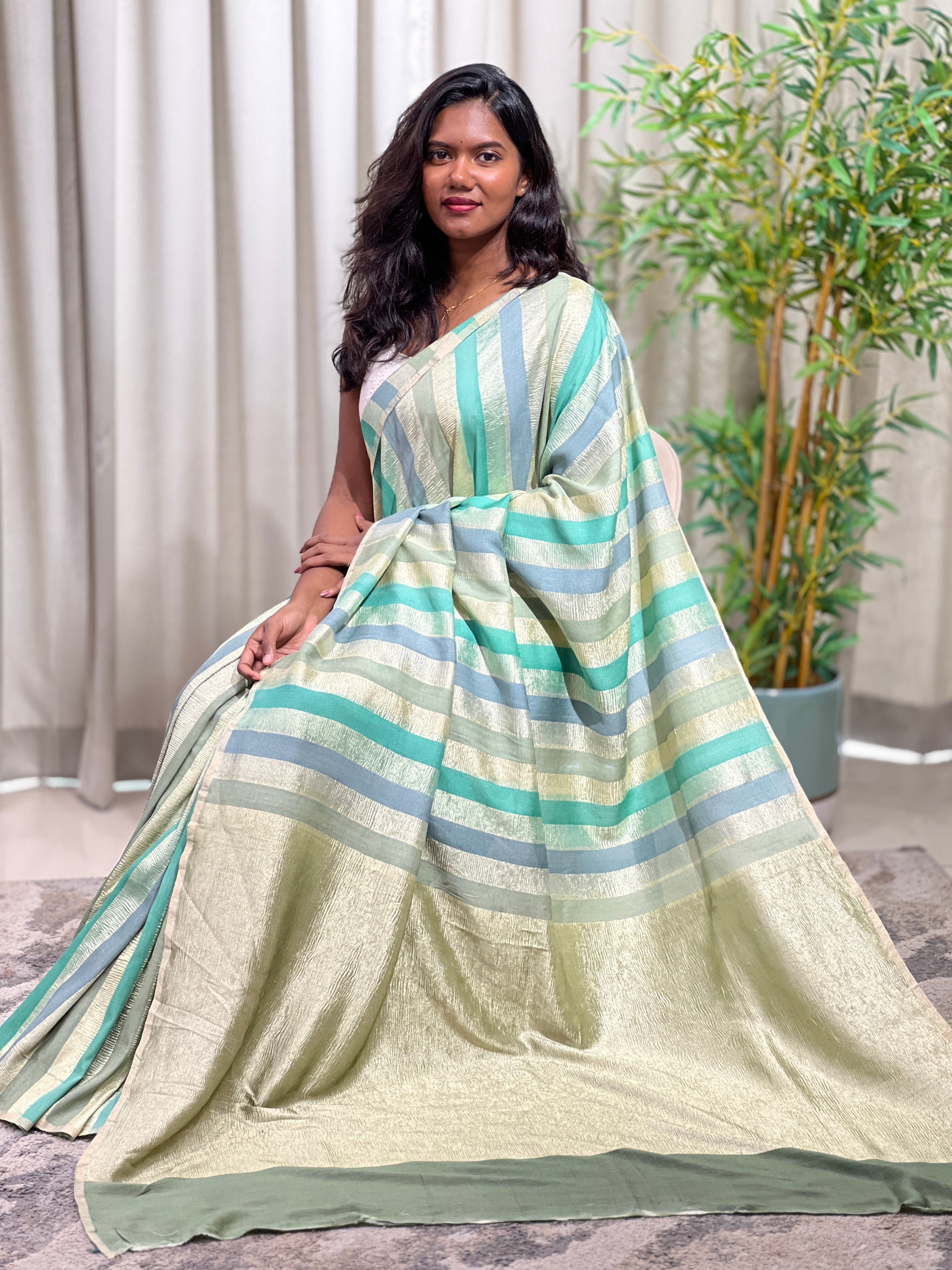Rangat Patterned Georgette Woven Tussar Saree | KMM148