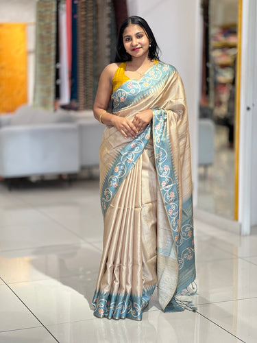 Batik Printed Semi Tussar Saree | SSN286