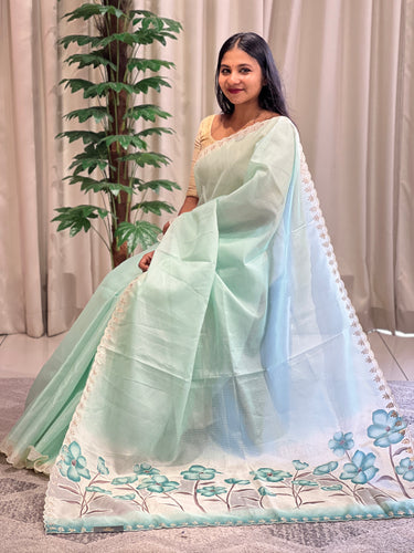 Floral Digital Print With Pitta Highlighted Silky Kota Saree | BLD1352