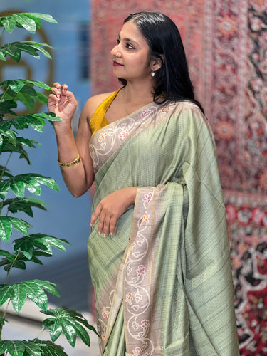 Batik Printed Semi Tussar Saree | SSN288