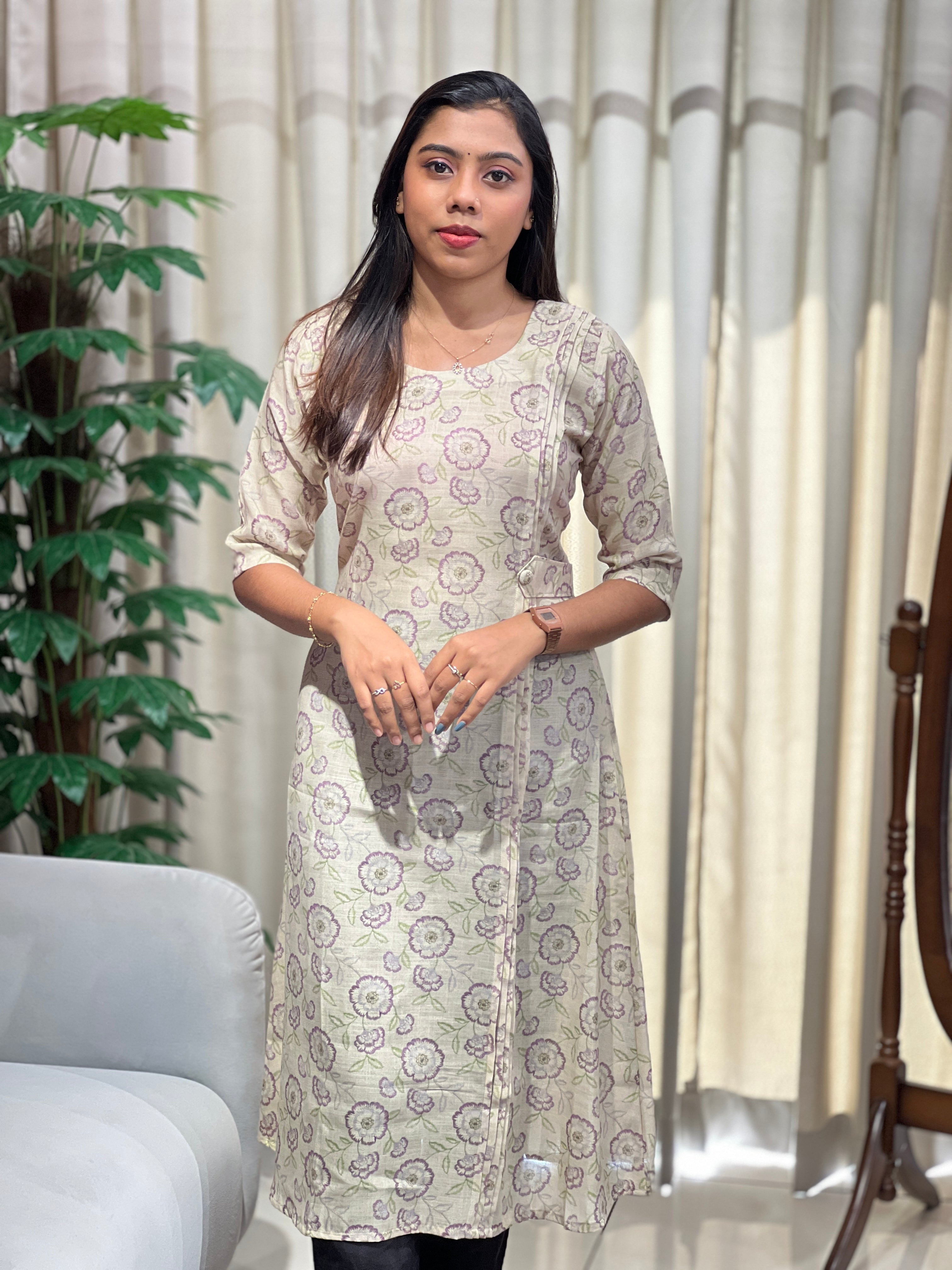 Floral Printed Cotton Kurta | RMLA288