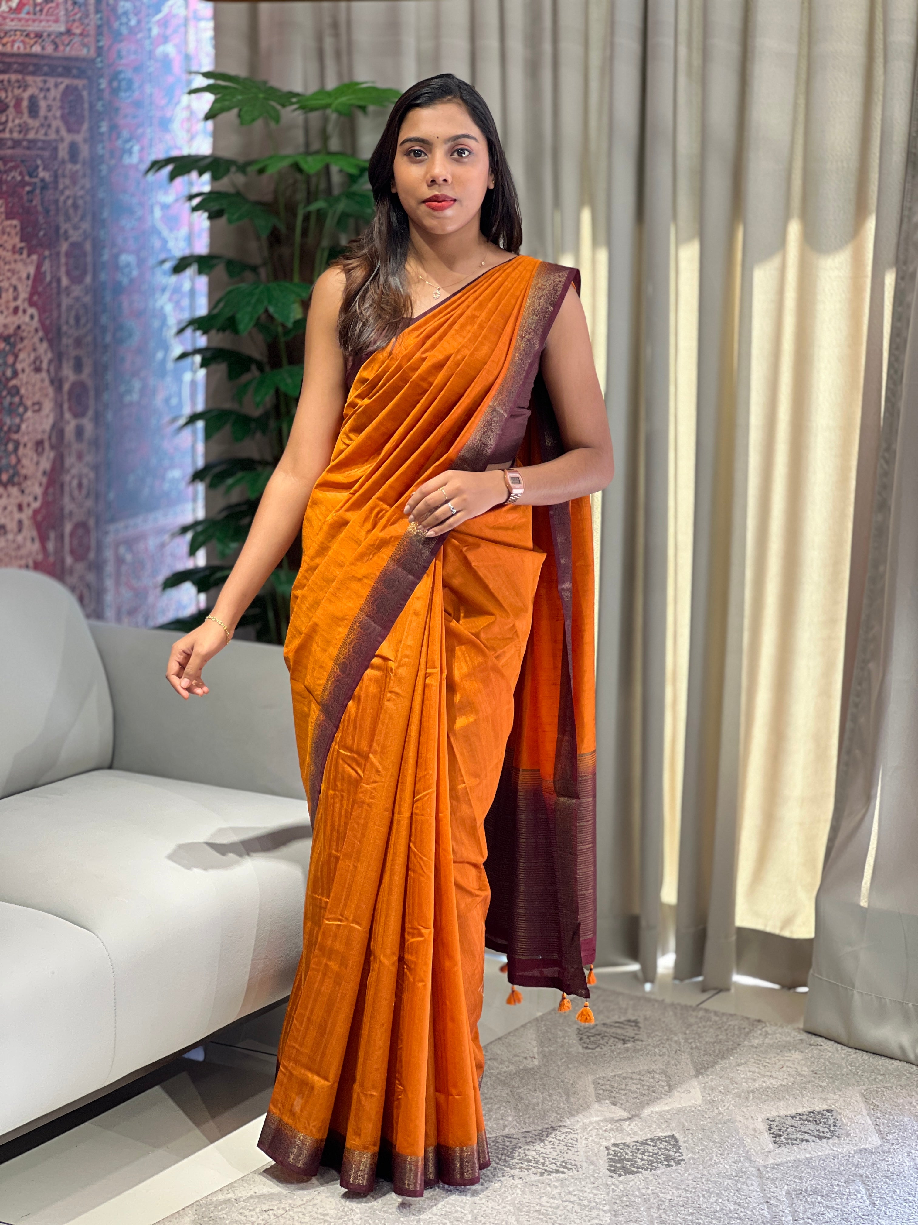 Zari Detailed Cotton Silk Saree | YNG991
