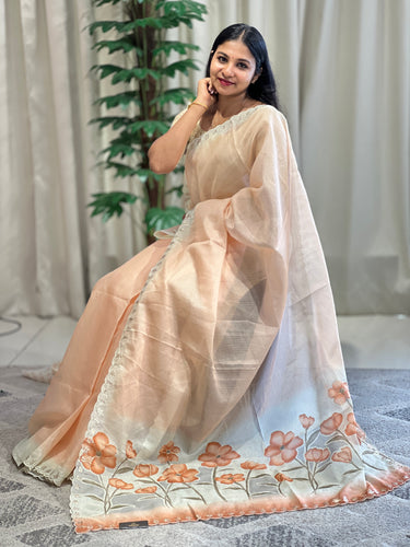 Floral Digital Print With Pitta Highlighted Silky Kota Saree | BLD1350