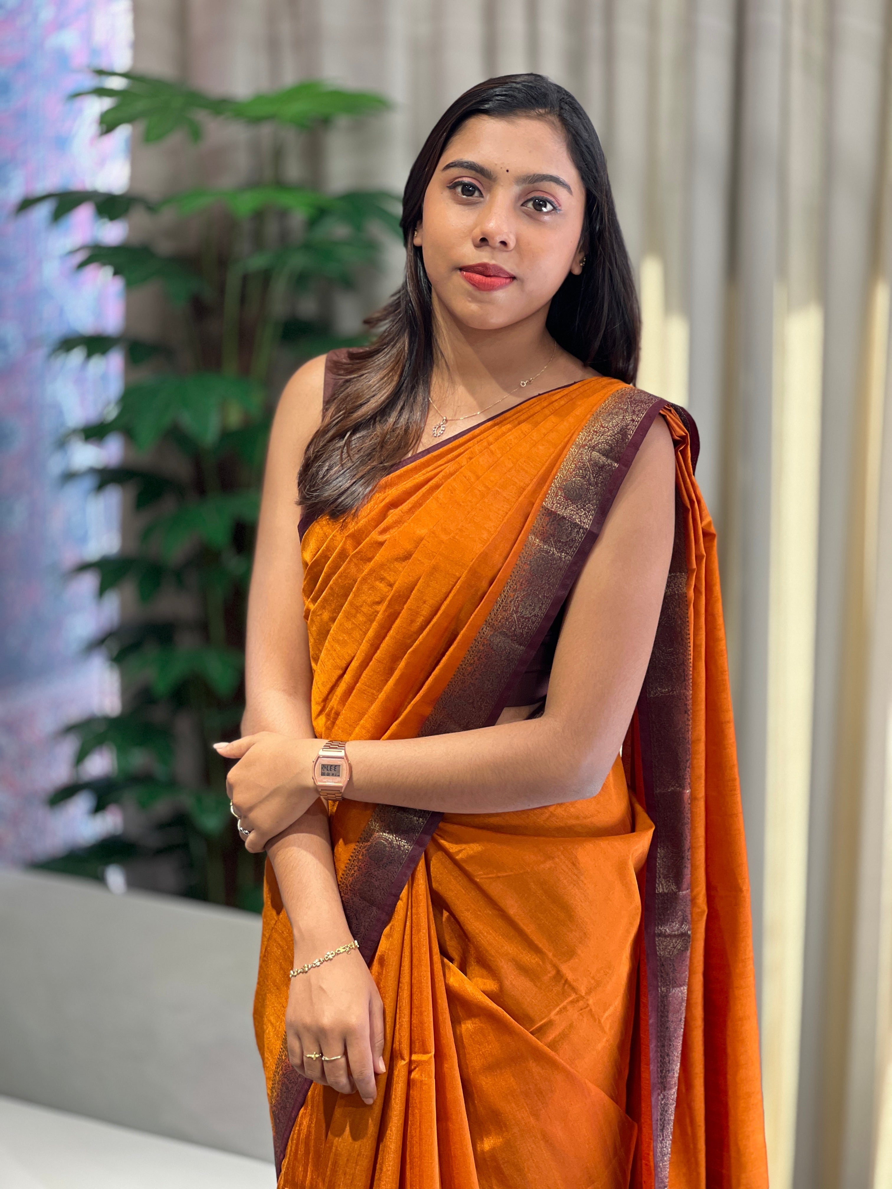 Zari Detailed Cotton Silk Saree | YNG991