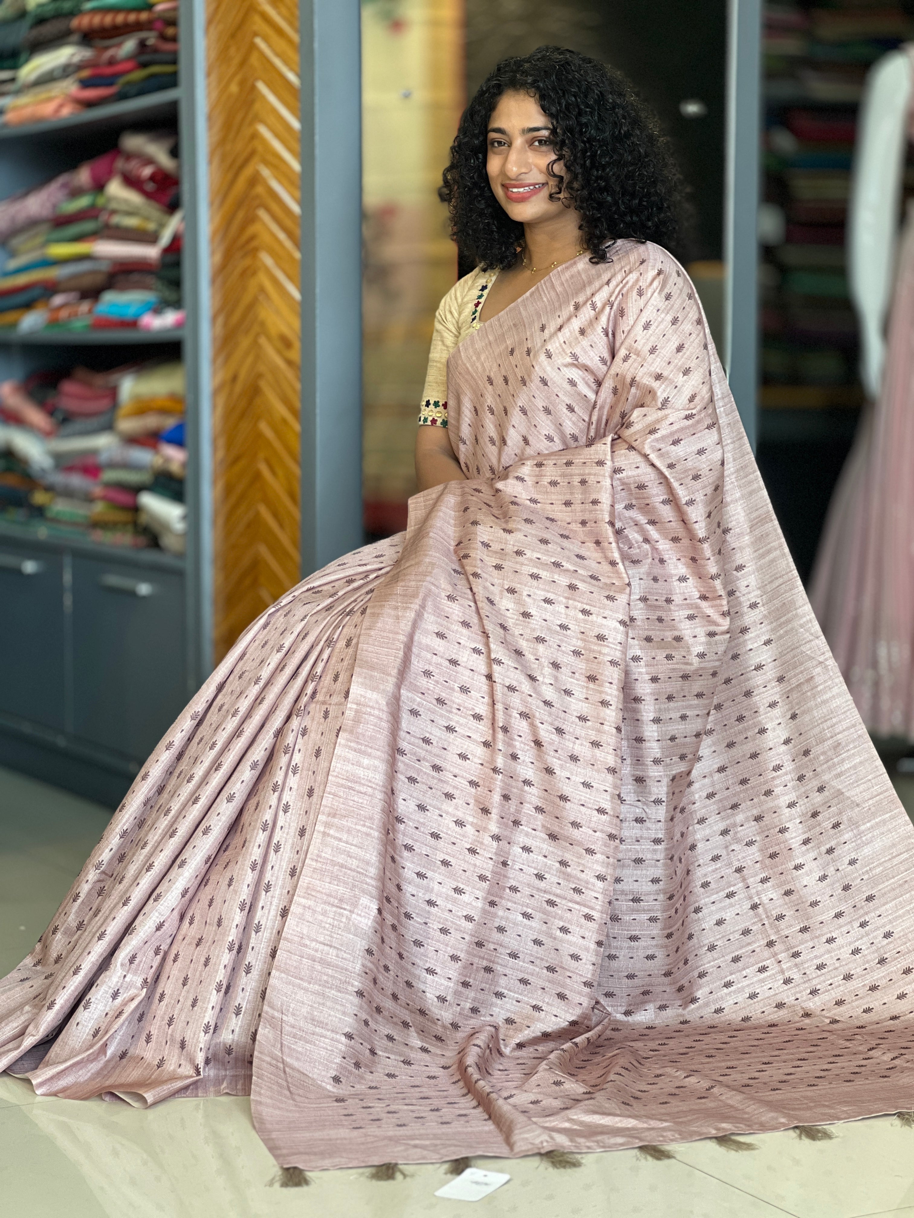 Printed Semi Tussar Saree | SBP199