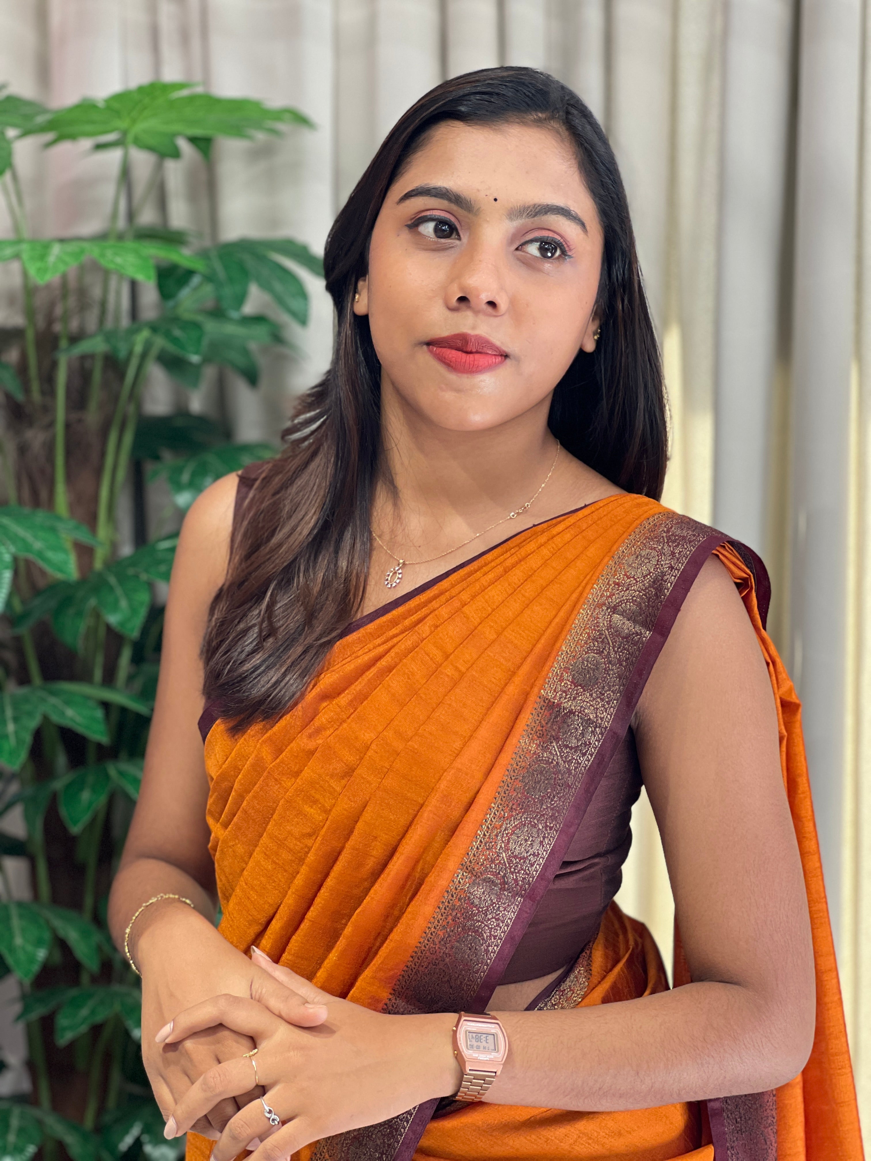 Zari Detailed Cotton Silk Saree | YNG991